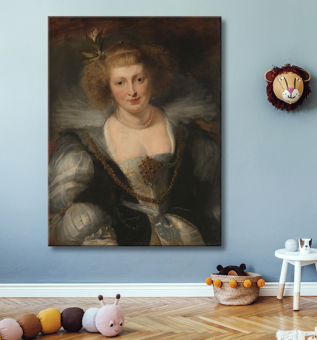 Reproduction Portrait d'Hélène Fourment (1614-1673), seconde épouse de l'artiste de Peter Paul Rubens avec decor