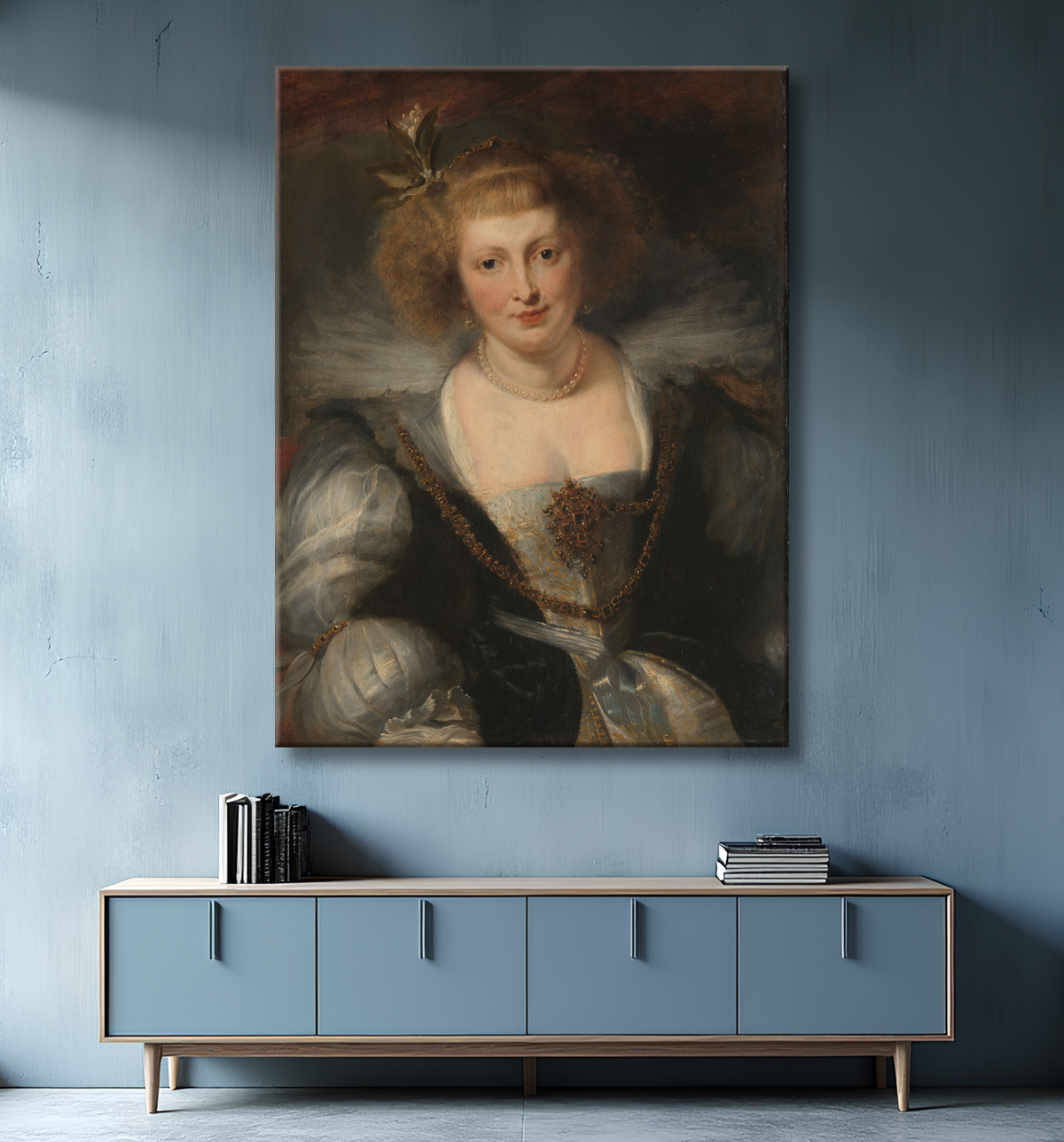 Reproduction Portrait d'Hélène Fourment (1614-1673), seconde épouse de l'artiste de Peter Paul Rubens avec decor