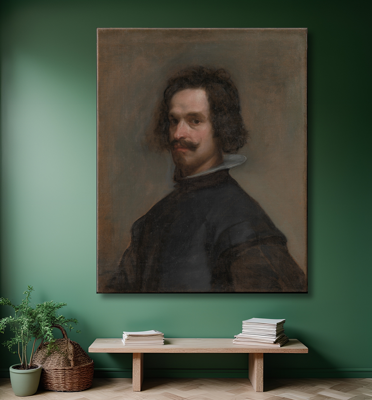 Reproduction Portrait d'homme, éventuellement autoportrait de Velázquez (Diego Rodríguez de Silva y Velázquez) avec decor