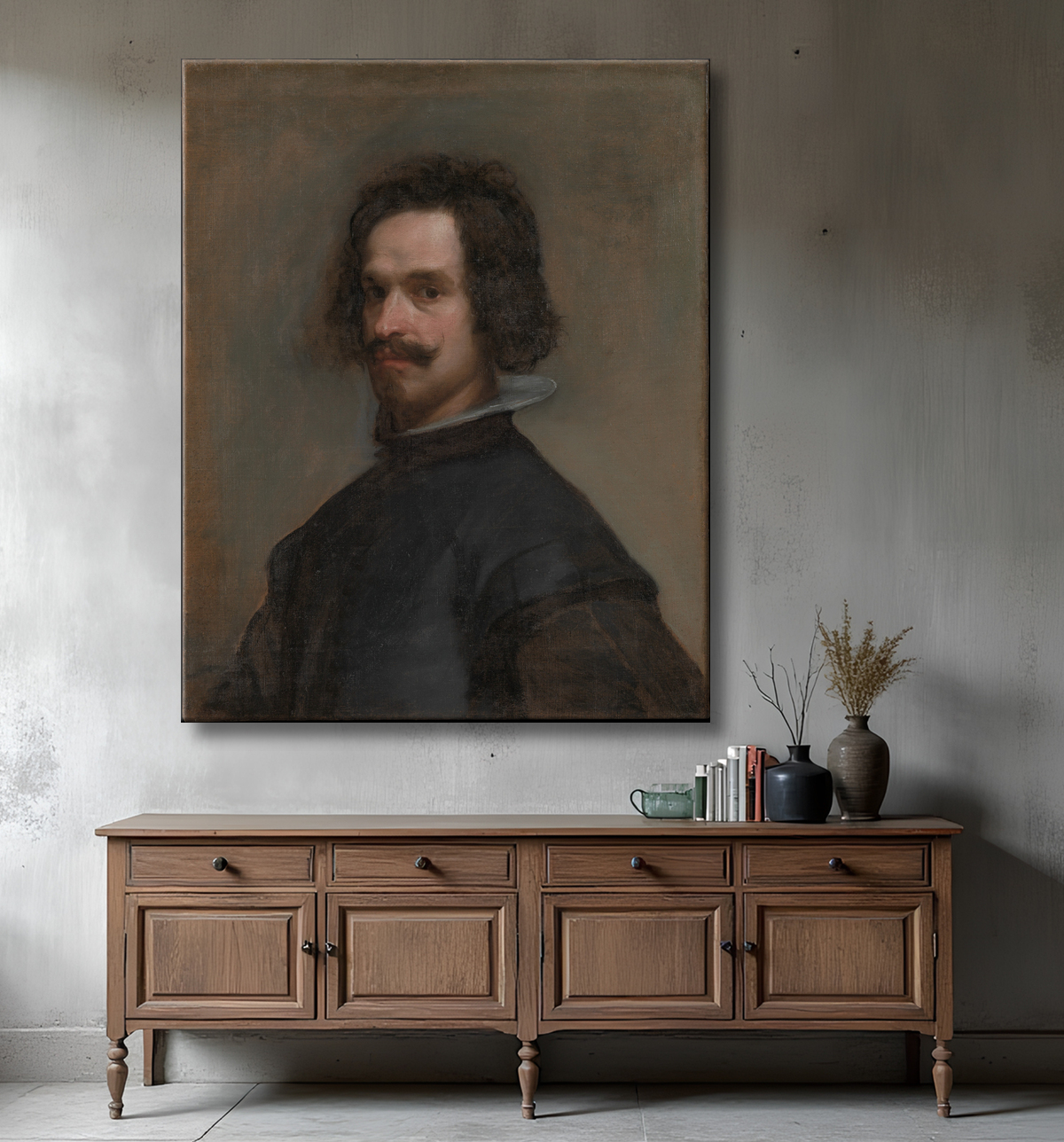 Reproduction Portrait d'homme, éventuellement autoportrait de Velázquez (Diego Rodríguez de Silva y Velázquez) avec decor