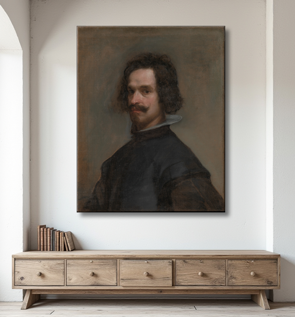 Reproduction Portrait d'homme, éventuellement autoportrait de Velázquez (Diego Rodríguez de Silva y Velázquez) avec decor