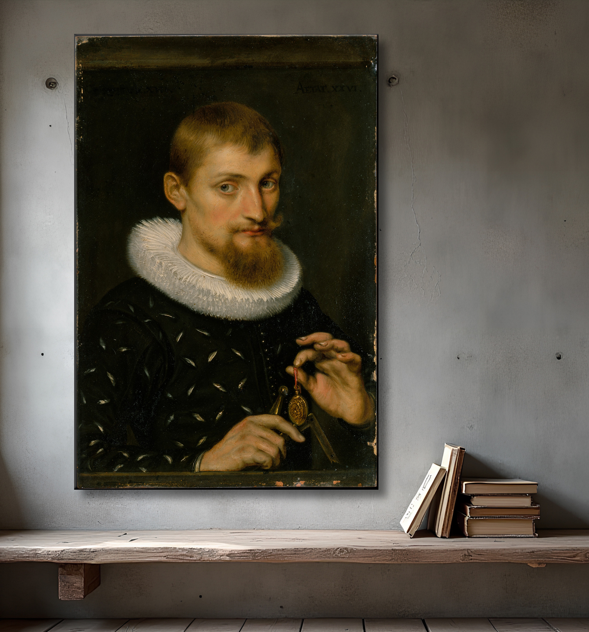 Reproduction Portrait d'homme, peut-être architecte ou géographe de Peter Paul Rubens avec decor