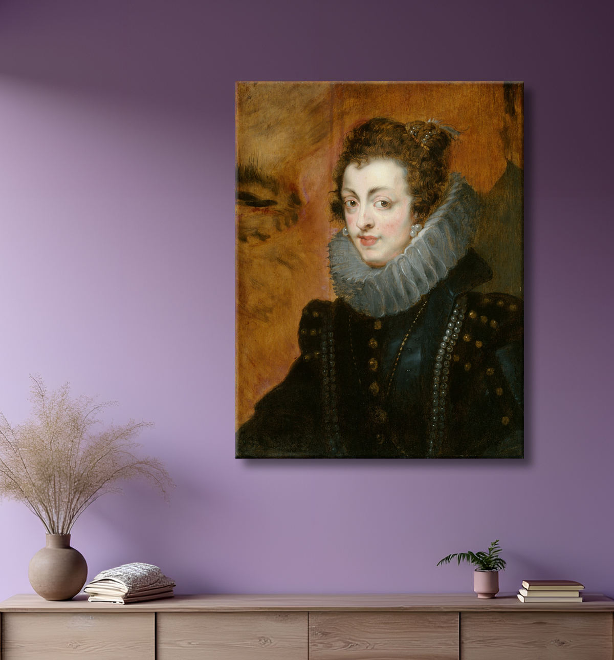 Reproduction Portrait d'Isabelle de Bourbon de Peter Paul Rubens avec decor