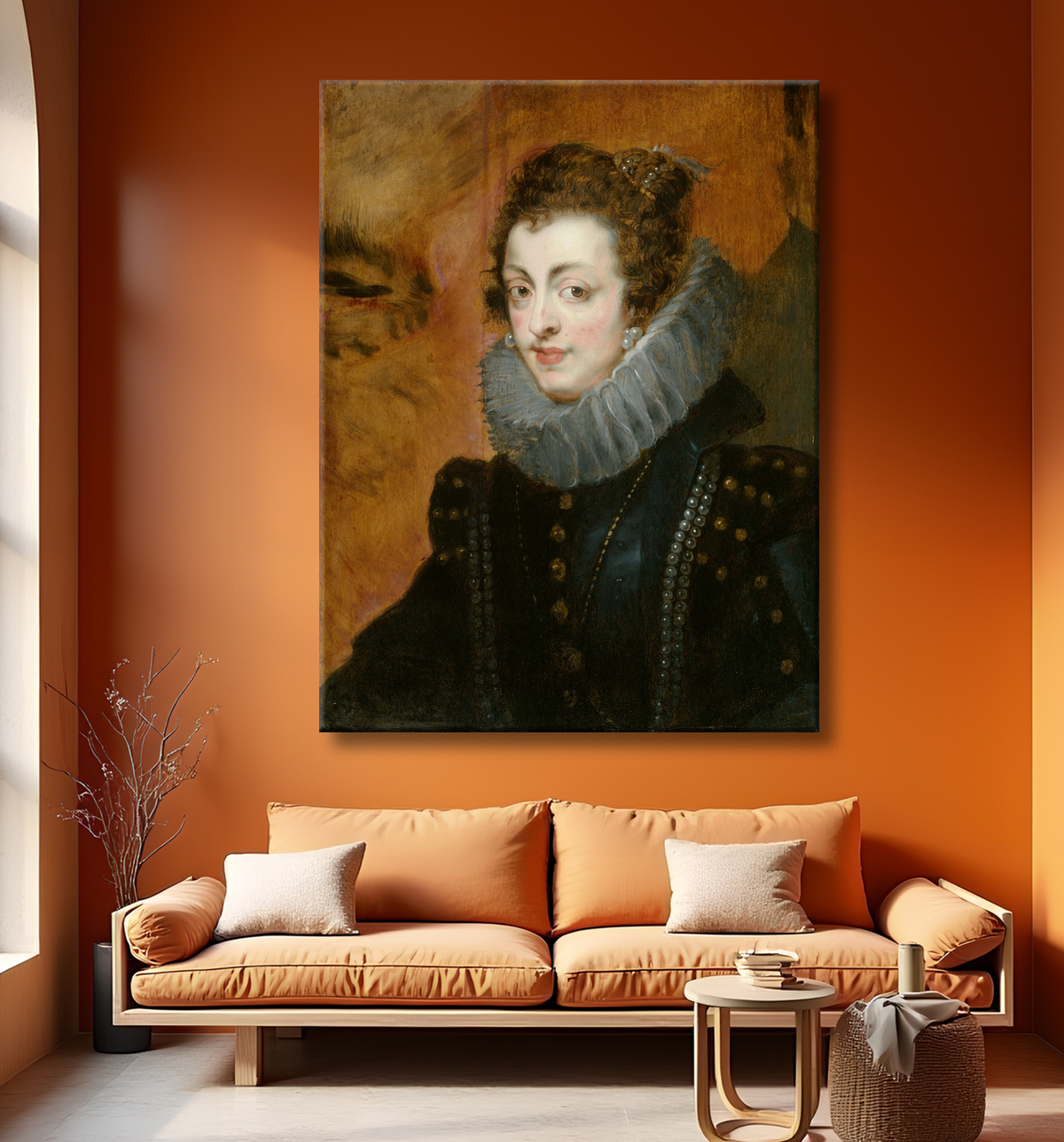 Reproduction Portrait d'Isabelle de Bourbon de Peter Paul Rubens avec decor