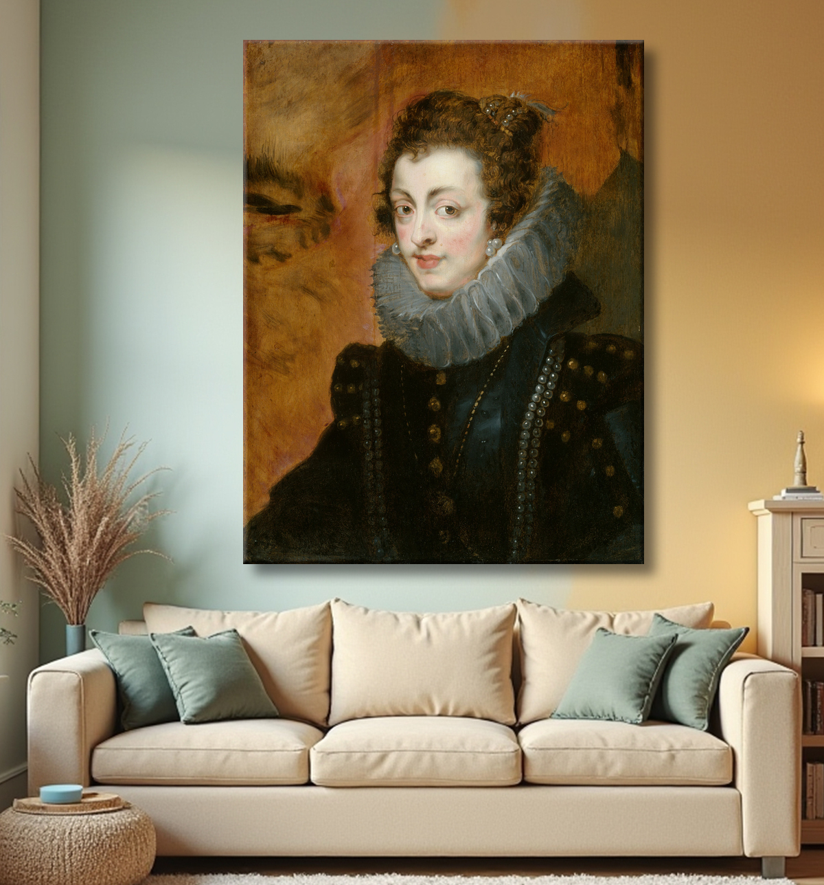 Reproduction Portrait d'Isabelle de Bourbon de Peter Paul Rubens avec decor
