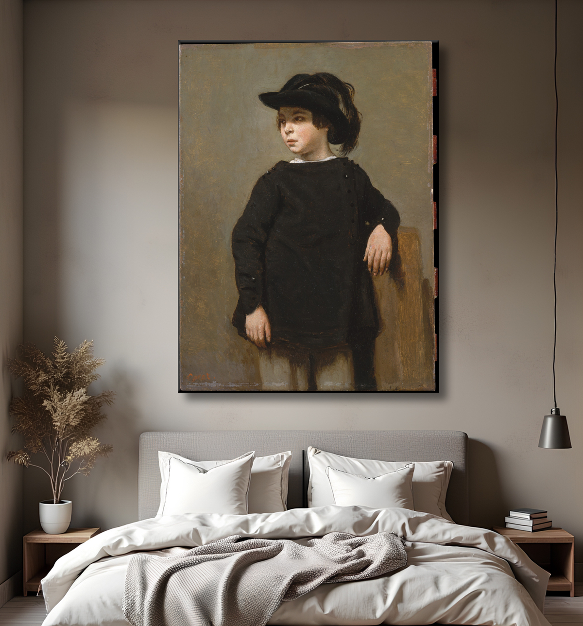 Reproduction Portrait d'un enfant de Camille Corot avec decor