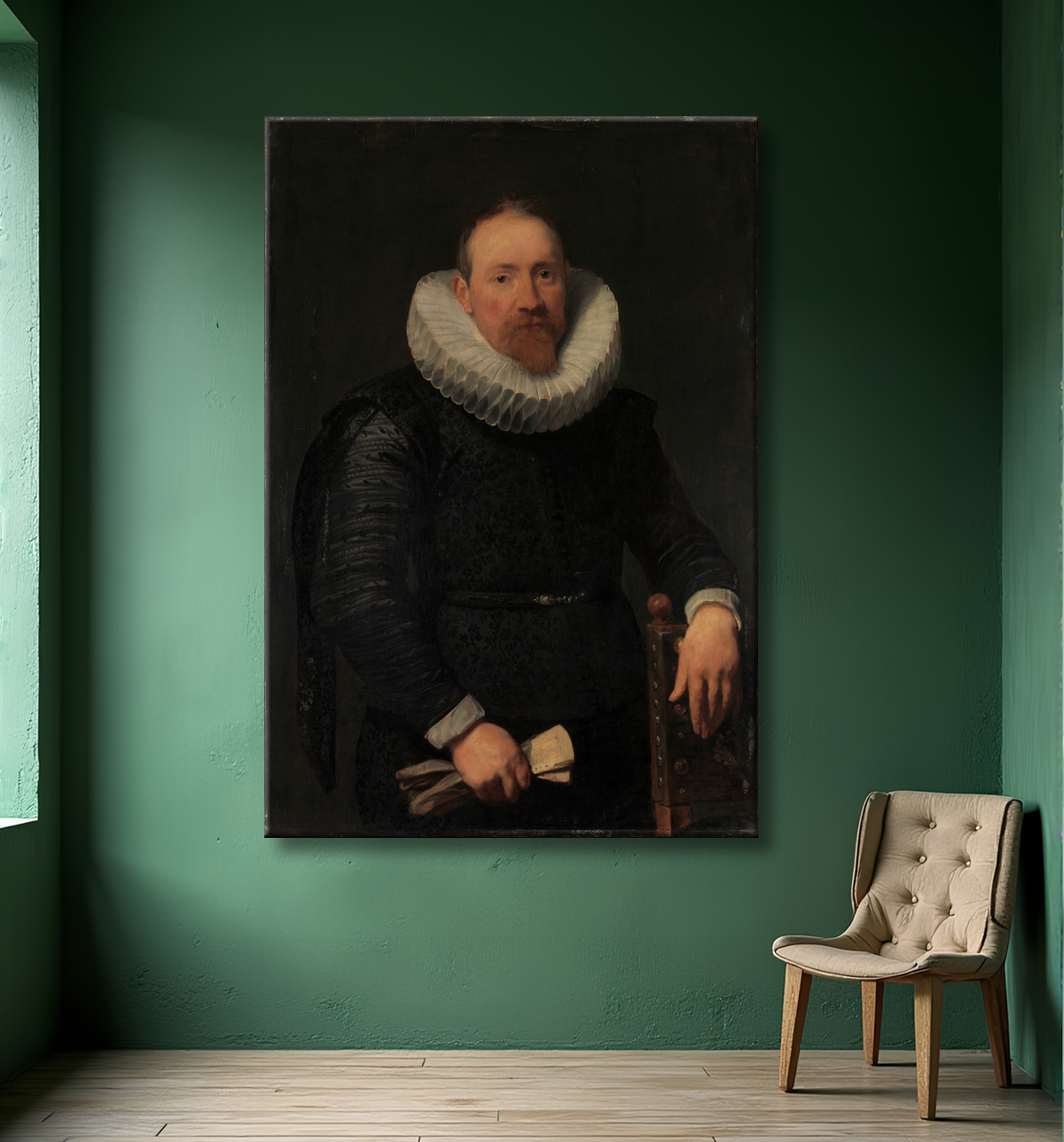 Reproduction Portrait d'un homme de Anthony van Dyck avec decor