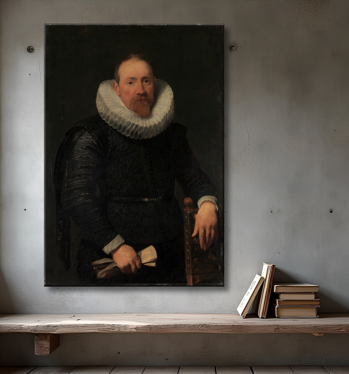 Reproduction Portrait d'un homme de Anthony van Dyck avec decor
