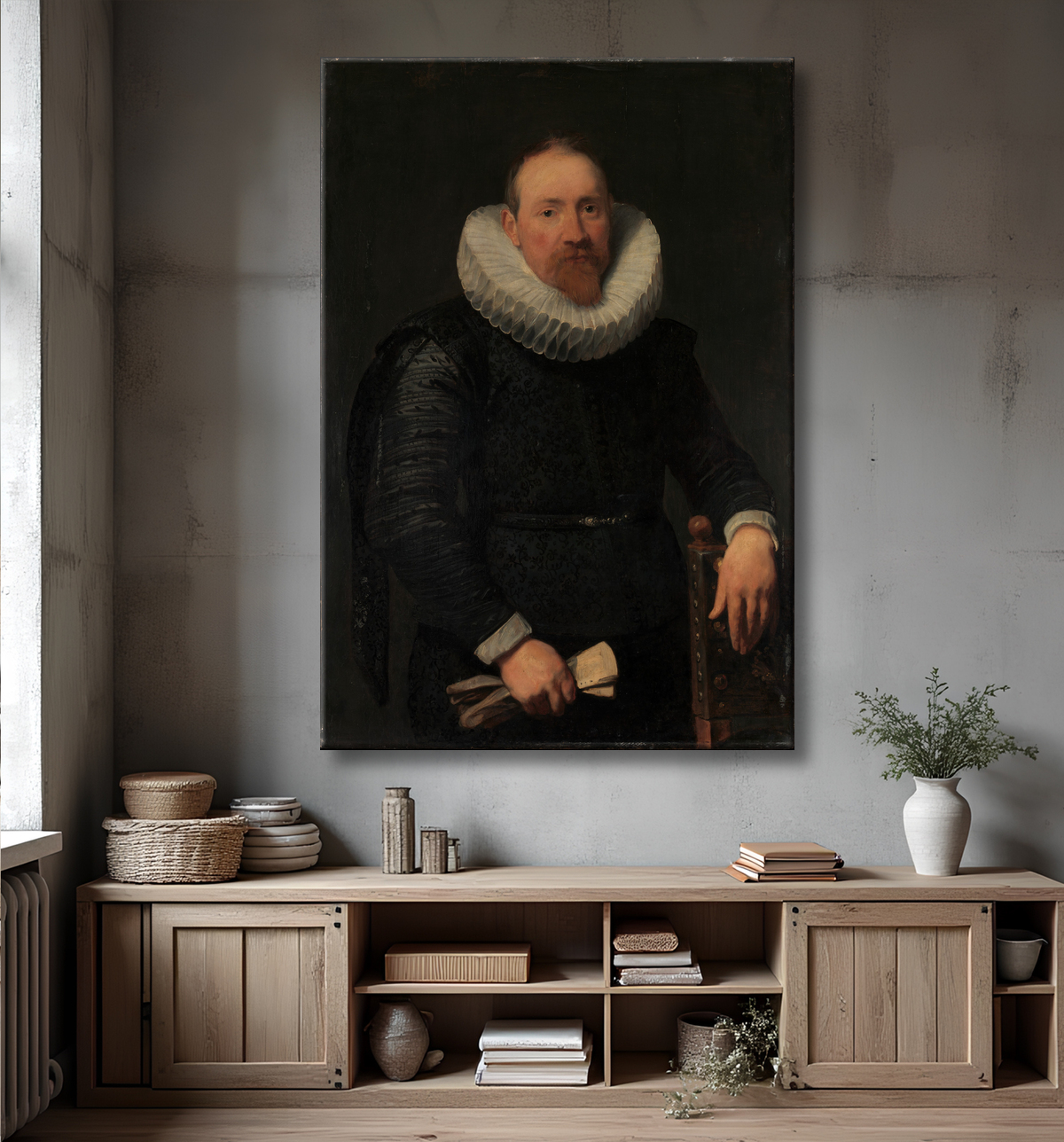 Reproduction Portrait d'un homme de Anthony van Dyck avec decor