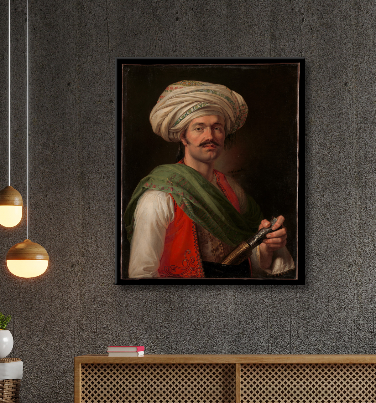 Reproduction Portrait d'un mamelouk de Horace Vernet avec decor