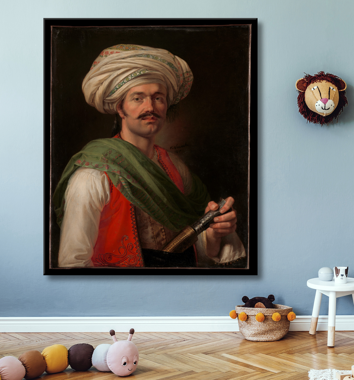 Reproduction Portrait d'un mamelouk de Horace Vernet avec decor