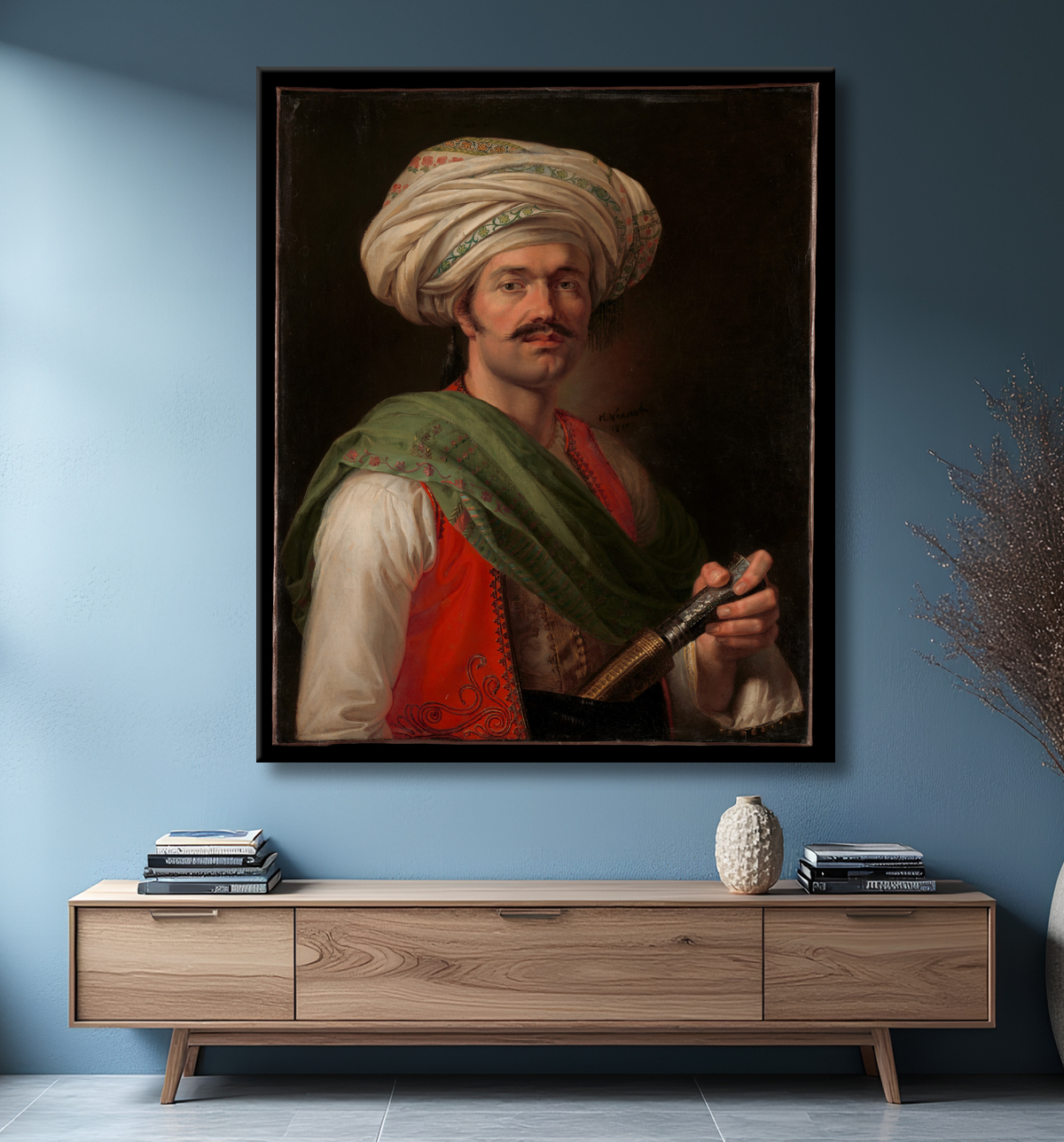 Reproduction Portrait d'un mamelouk de Horace Vernet avec decor