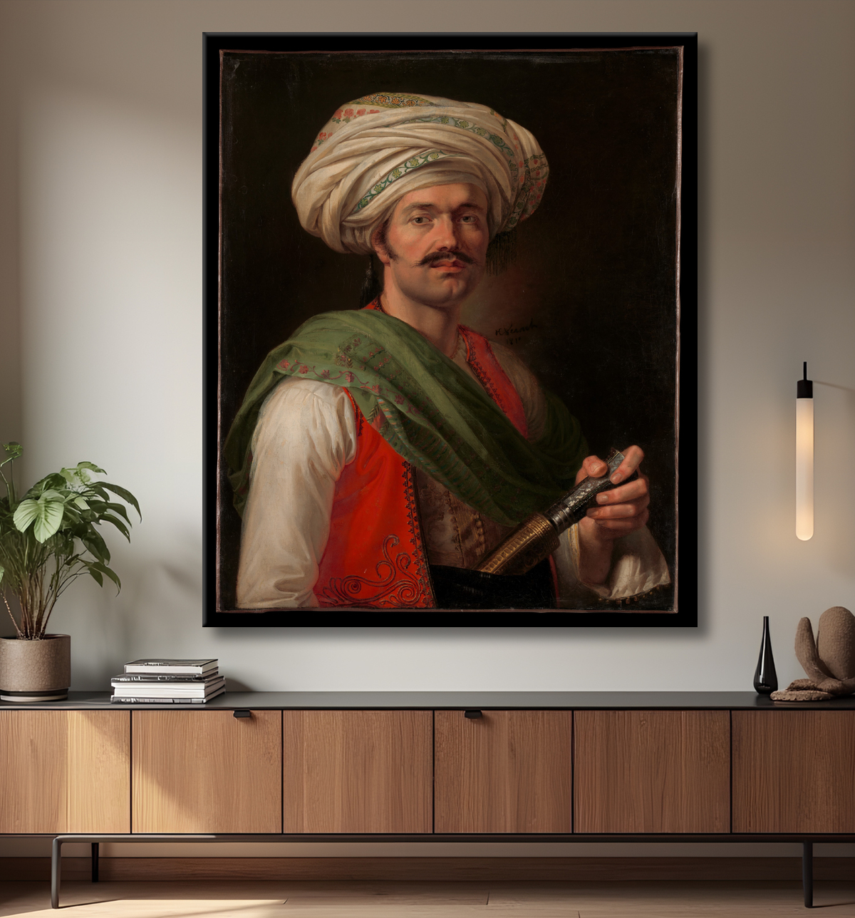Reproduction Portrait d'un mamelouk de Horace Vernet avec decor
