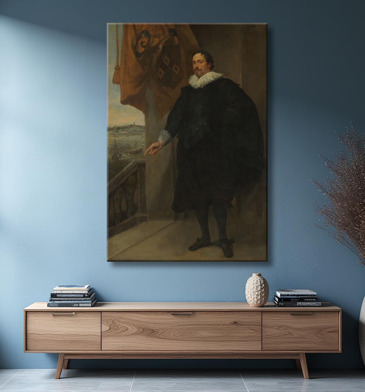 Reproduction Portrait d'un noble, peut-être Adriaan van der Borcht de Anthony van Dyck avec decor