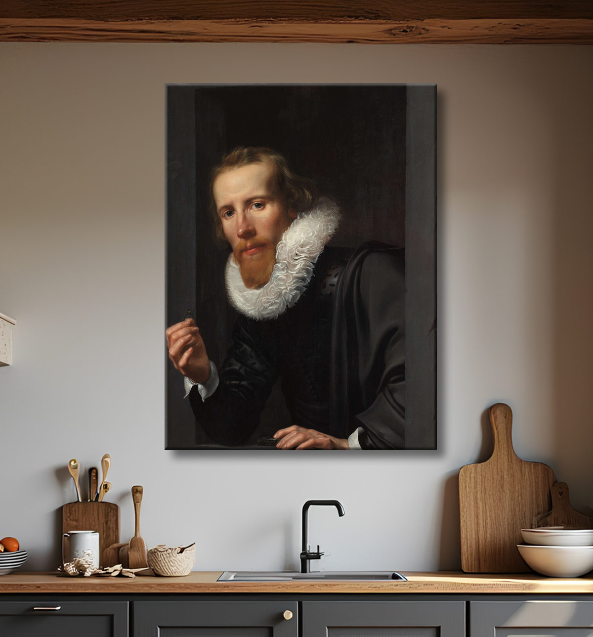 Reproduction Portrait d'un orfèvre, probablement Bartholomeus Jansz van Assendelft de Werner van den Valckert avec decor