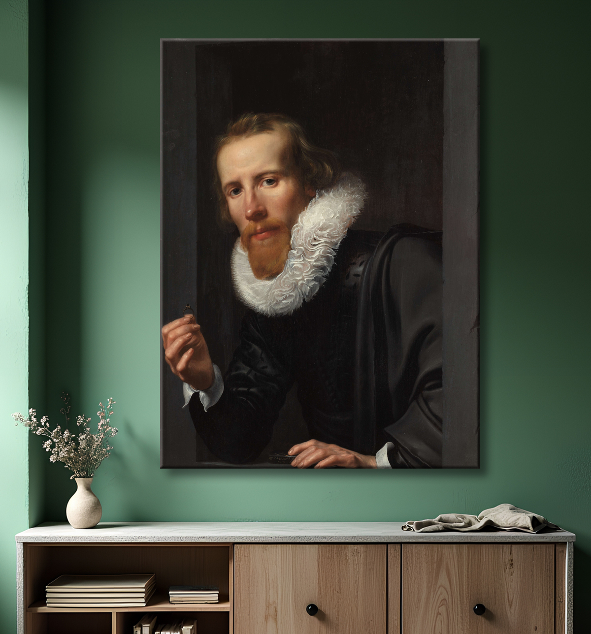Reproduction Portrait d'un orfèvre, probablement Bartholomeus Jansz van Assendelft de Werner van den Valckert avec decor