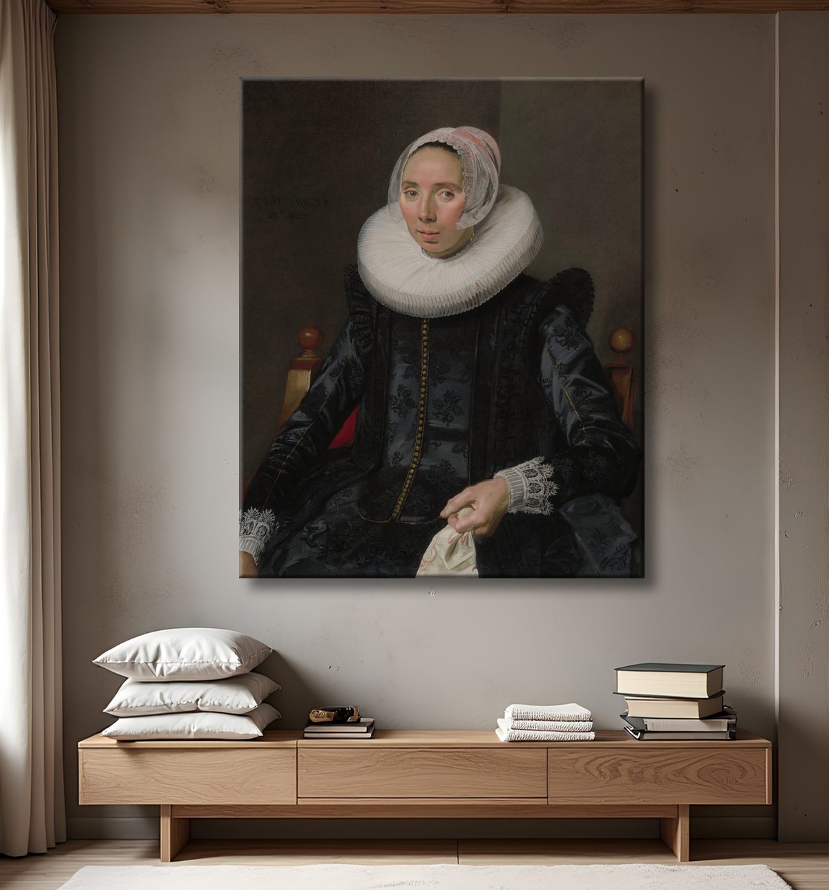 Reproduction Portrait d'une dame de Frans Hals avec decor