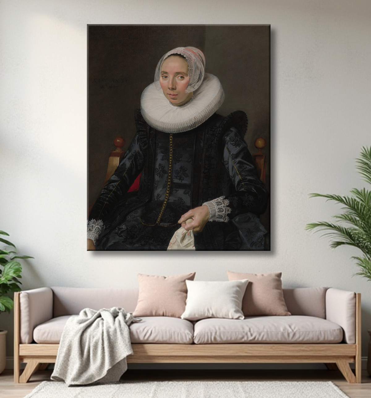 Reproduction Portrait d'une dame de Frans Hals avec decor