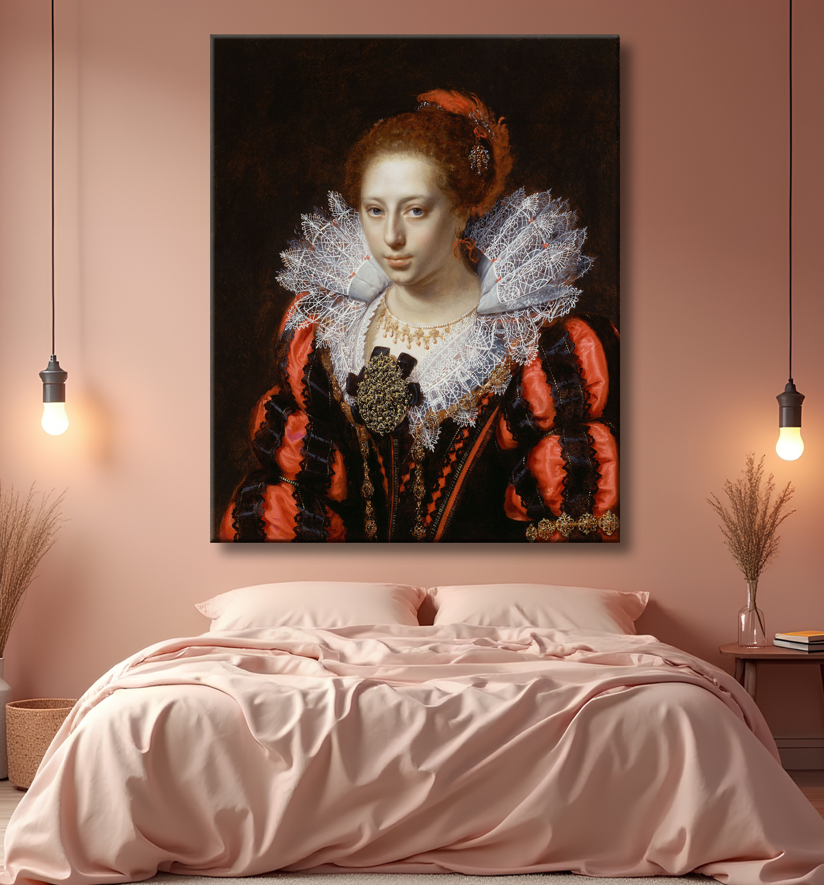 Reproduction Portrait d'une jeune femme de Paulus Moreelse avec decor