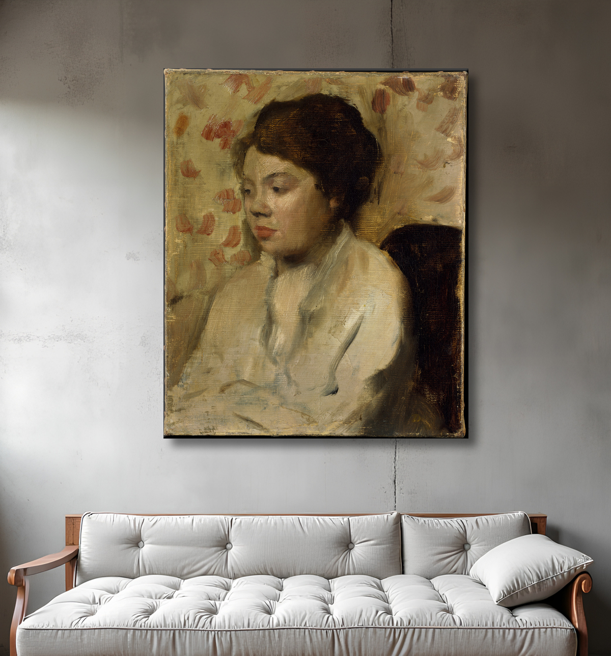 Reproduction Portrait d'une jeune femme de Edgar Degas avec decor