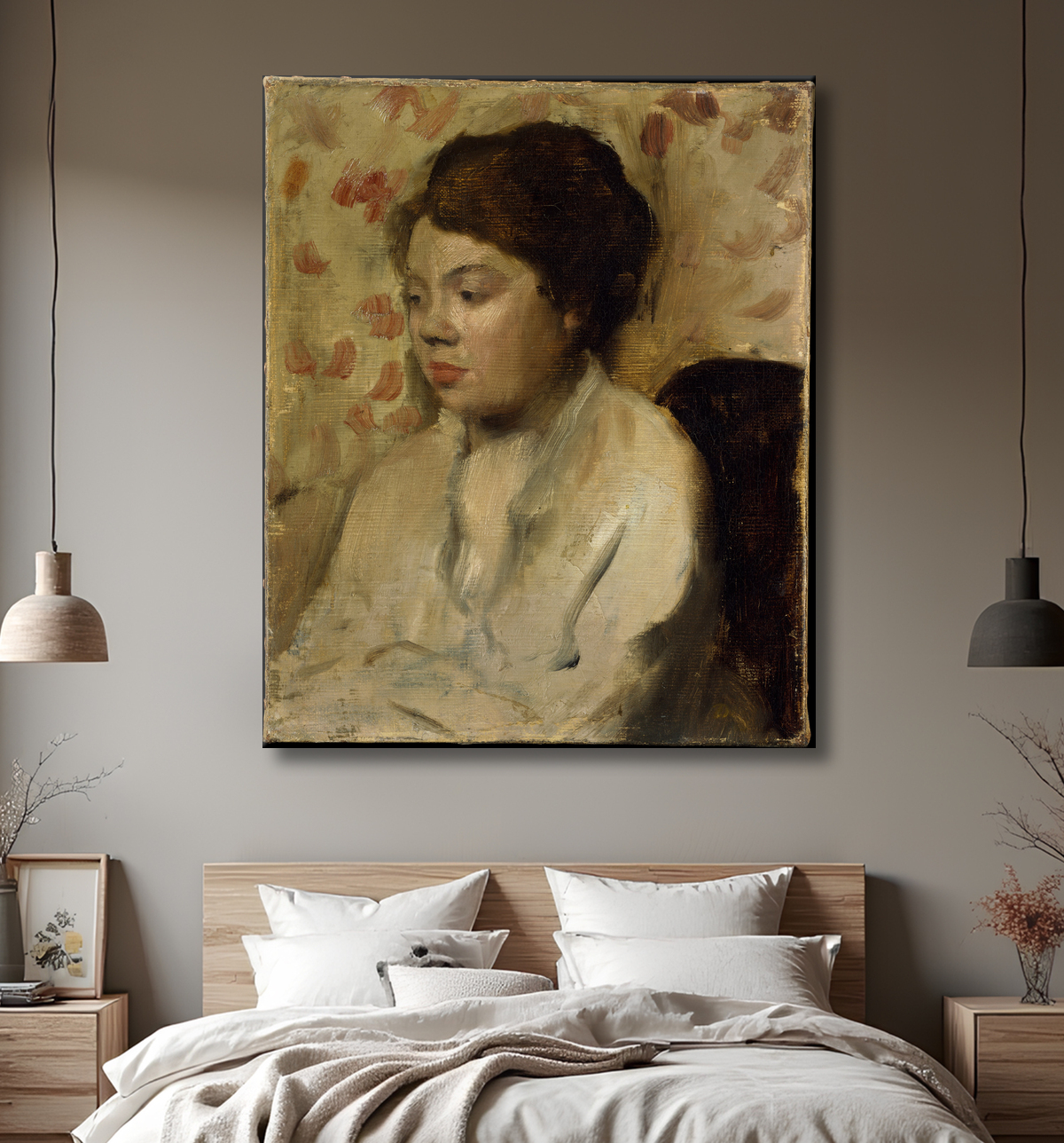 Reproduction Portrait d'une jeune femme de Edgar Degas avec decor