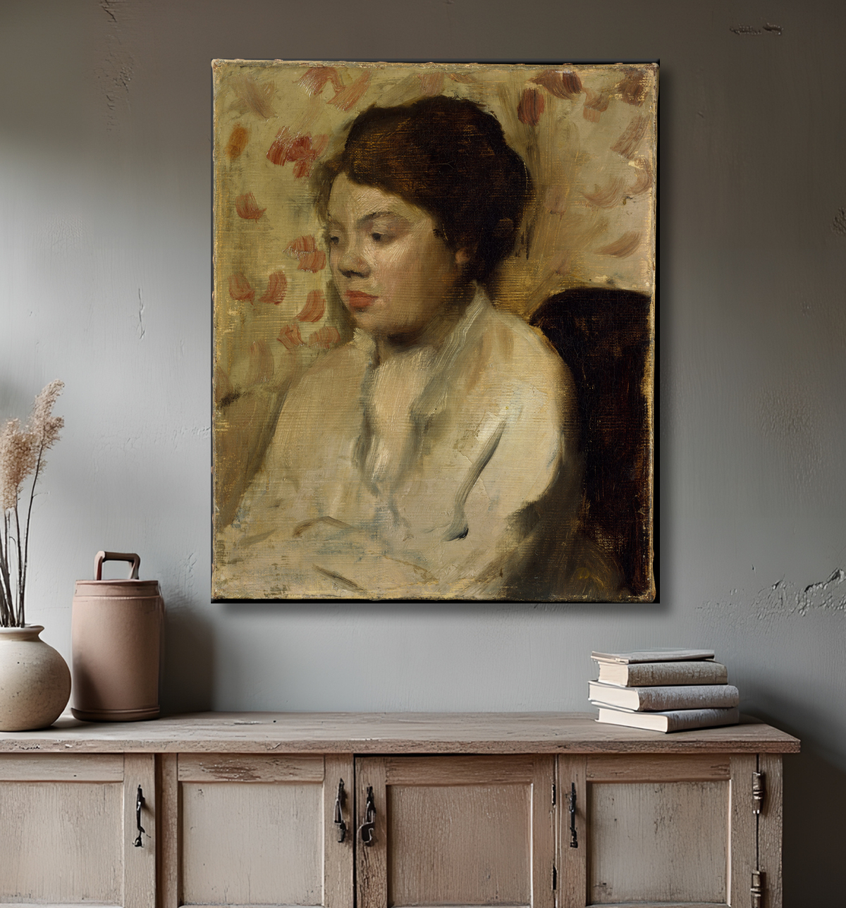 Reproduction Portrait d'une jeune femme de Edgar Degas avec decor