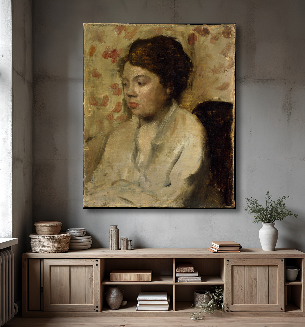 Reproduction Portrait d'une jeune femme de Edgar Degas avec decor