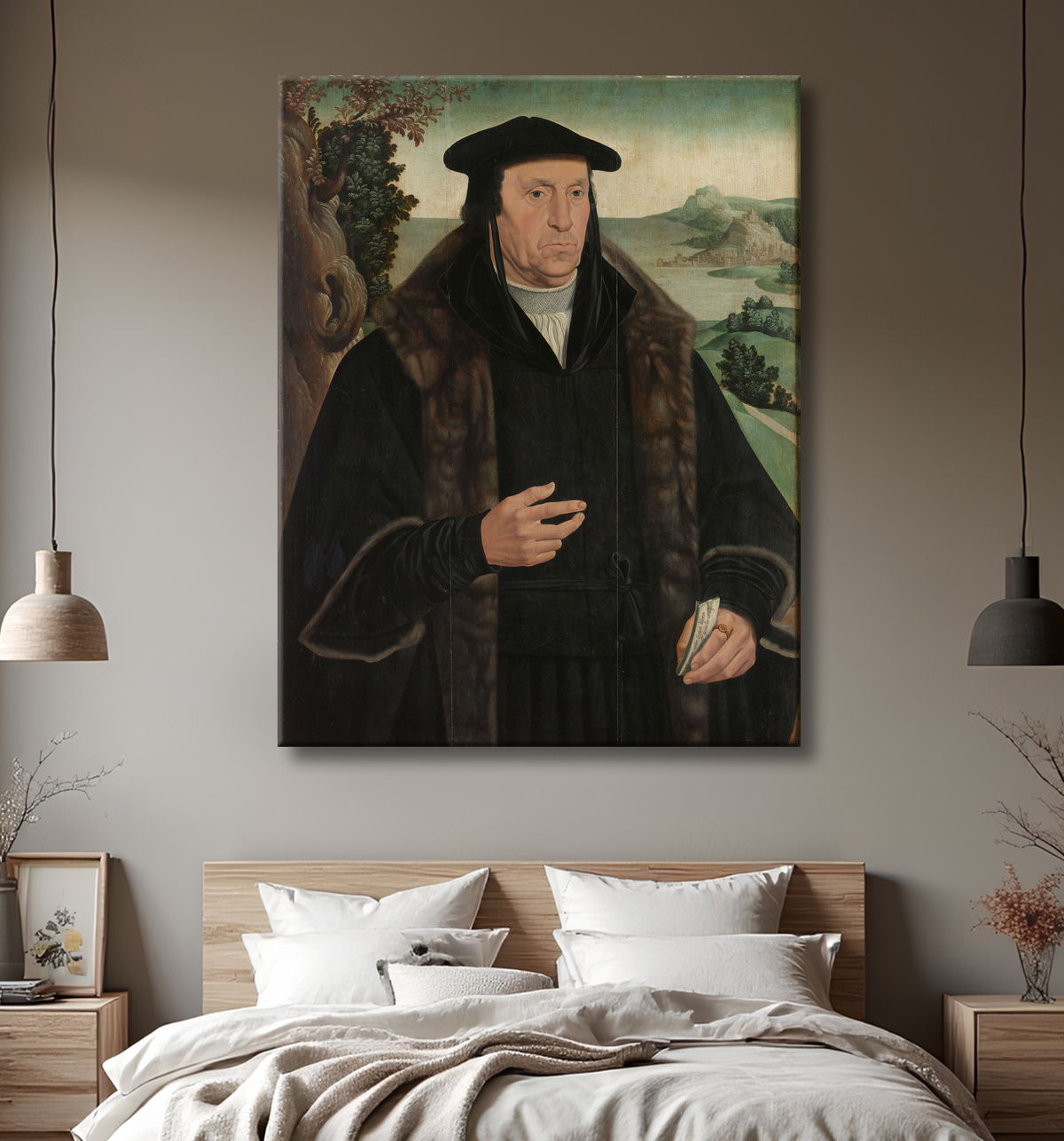 Reproduction Portrait de Cornelis Aerentsz van der Dussen (1481-1556) de Jan van Scorel avec decor