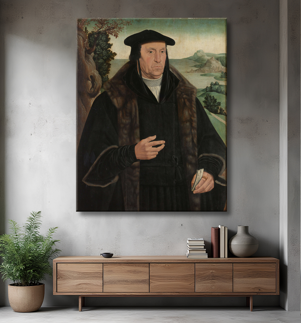 Reproduction Portrait de Cornelis Aerentsz van der Dussen (1481-1556) de Jan van Scorel avec decor