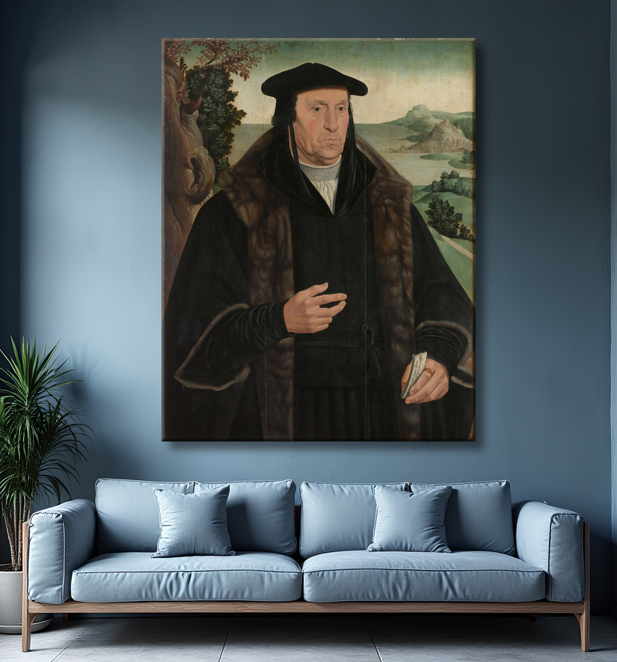 Reproduction Portrait de Cornelis Aerentsz van der Dussen (1481-1556) de Jan van Scorel avec decor