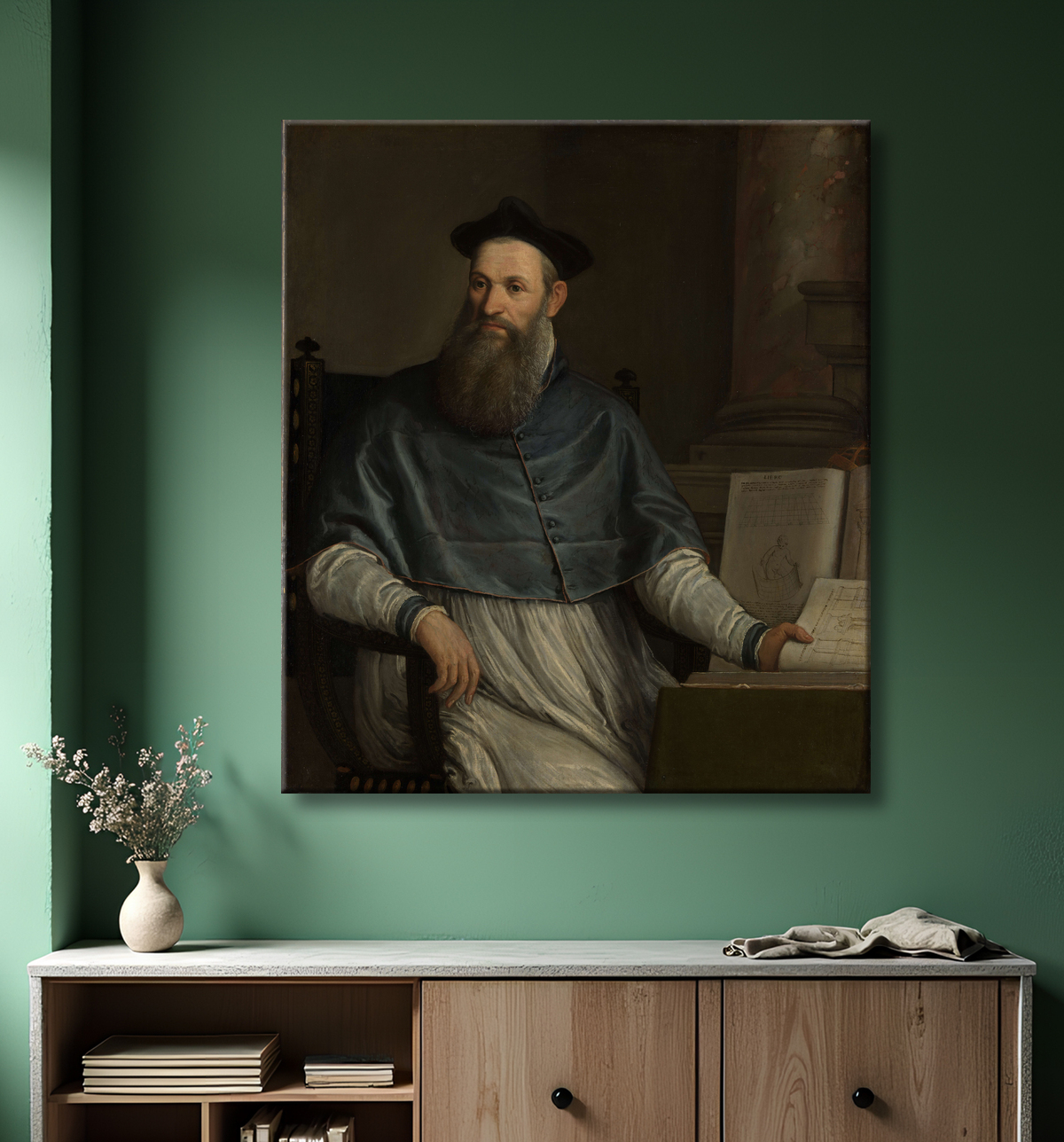 Reproduction Portrait de Daniele Barbaro de Paolo Veronese avec decor