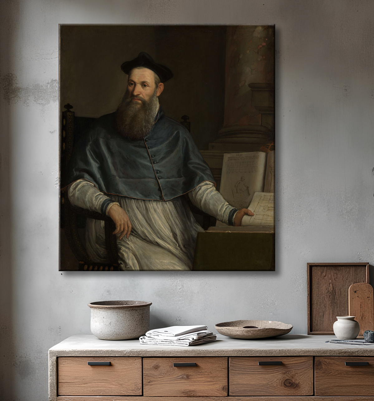 Reproduction Portrait de Daniele Barbaro de Paolo Veronese avec decor