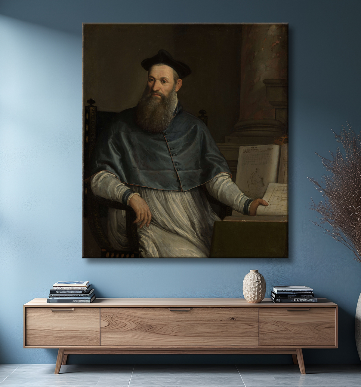 Reproduction Portrait de Daniele Barbaro de Paolo Veronese avec decor