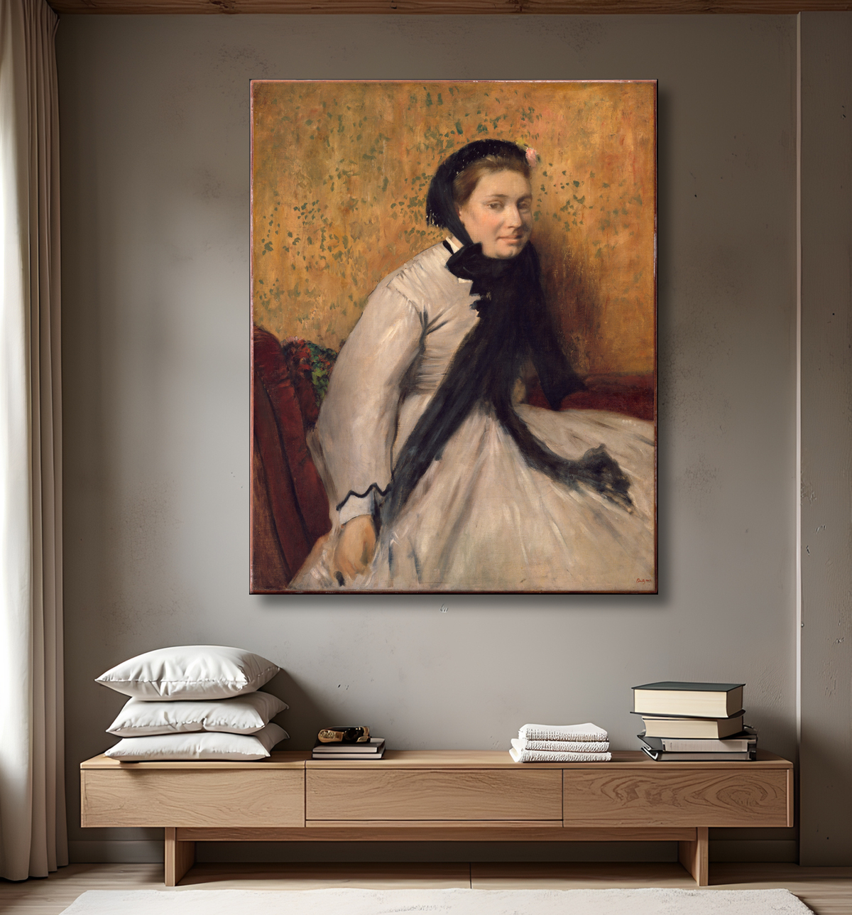 Reproduction Portrait de femme en gris de Edgar Degas avec decor
