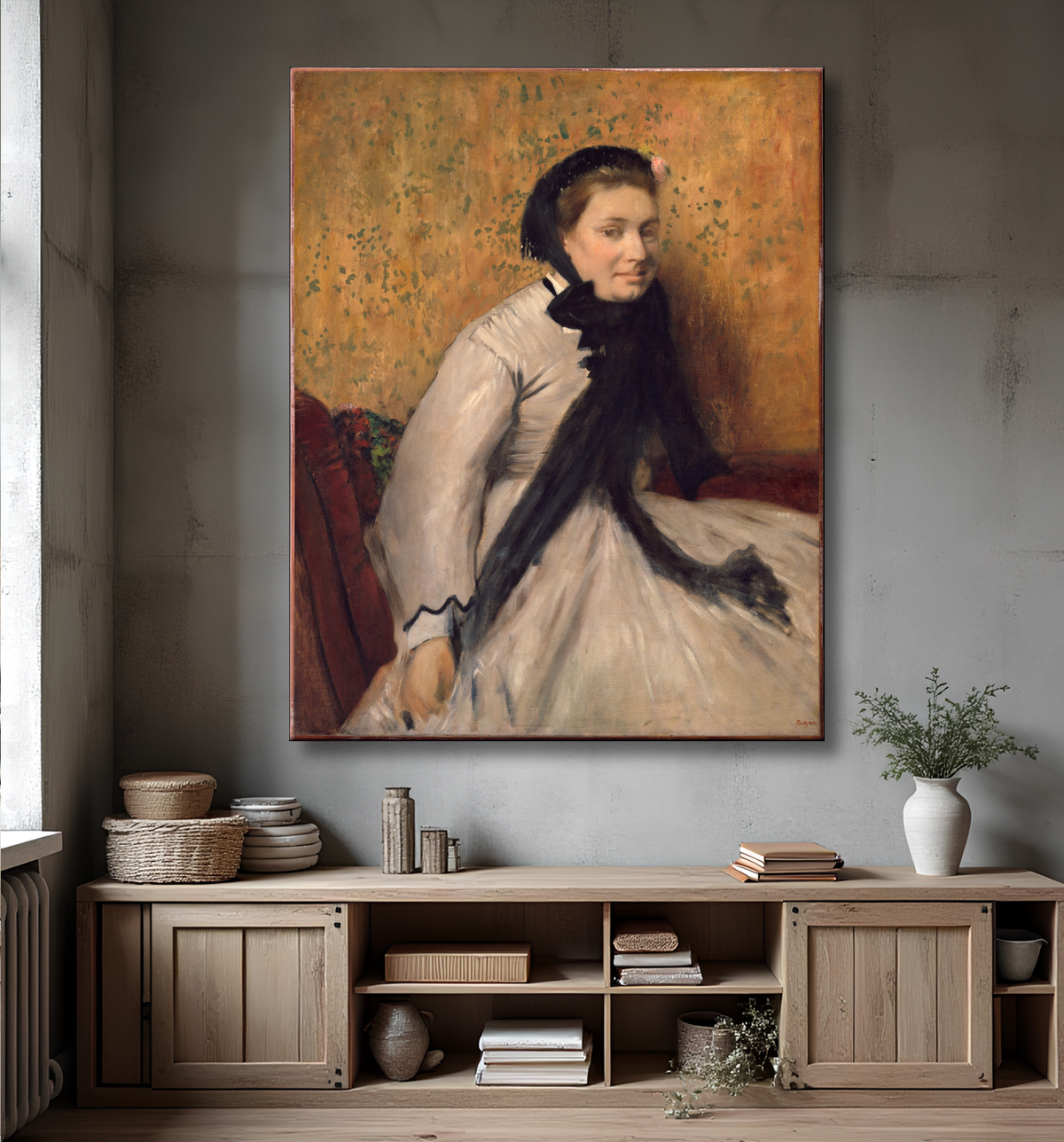 Reproduction Portrait de femme en gris de Edgar Degas avec decor