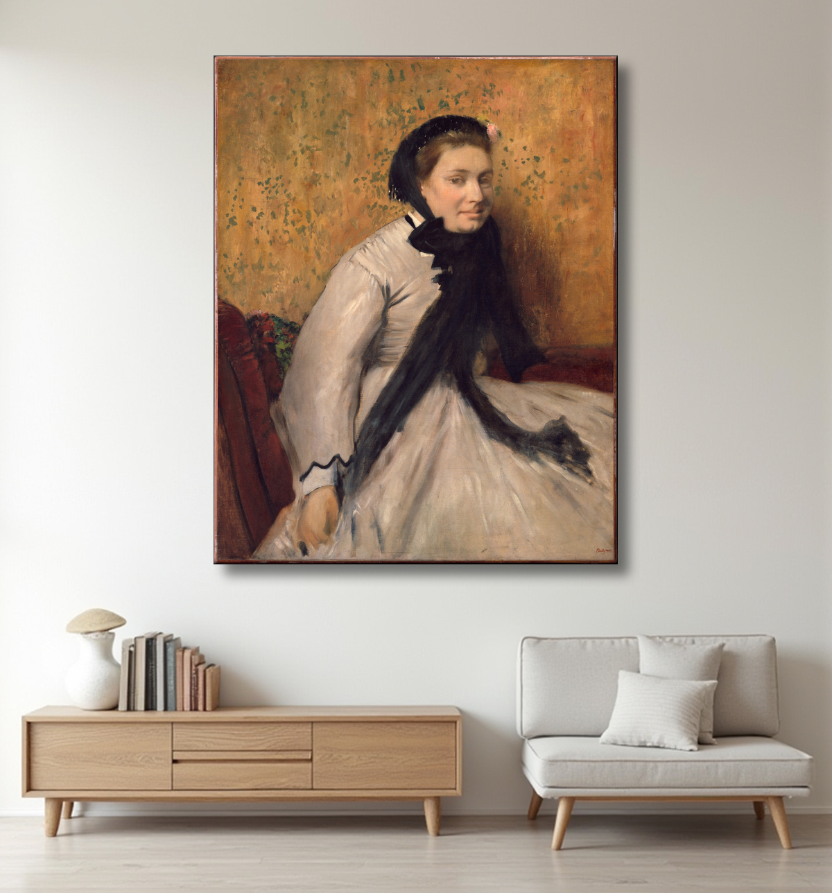 Reproduction Portrait de femme en gris de Edgar Degas avec decor