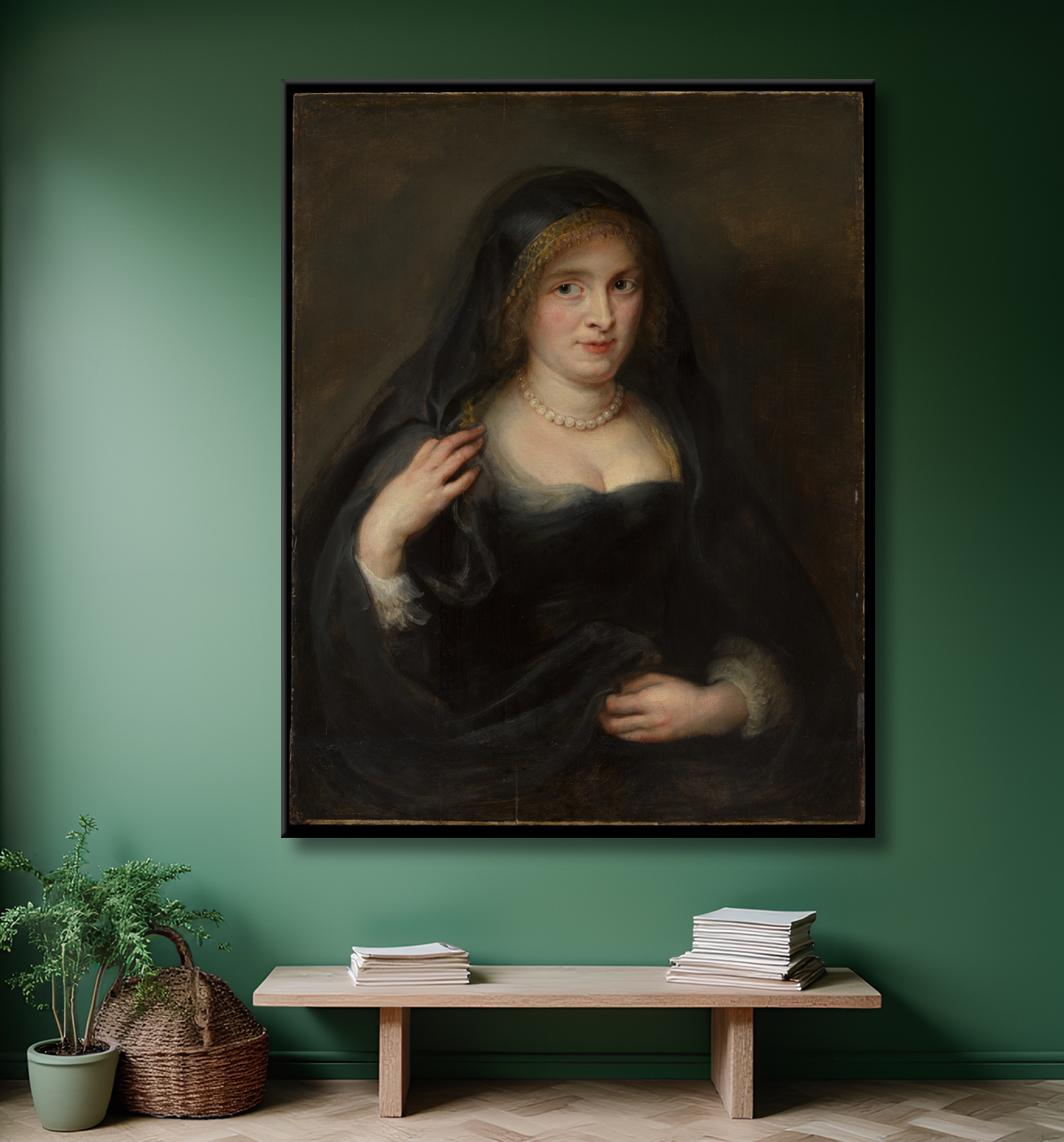 Reproduction Portrait de femme, probablement Susanna Lunden (Susanna Fourment, 1599-1628) de Peter Paul Rubens avec decor