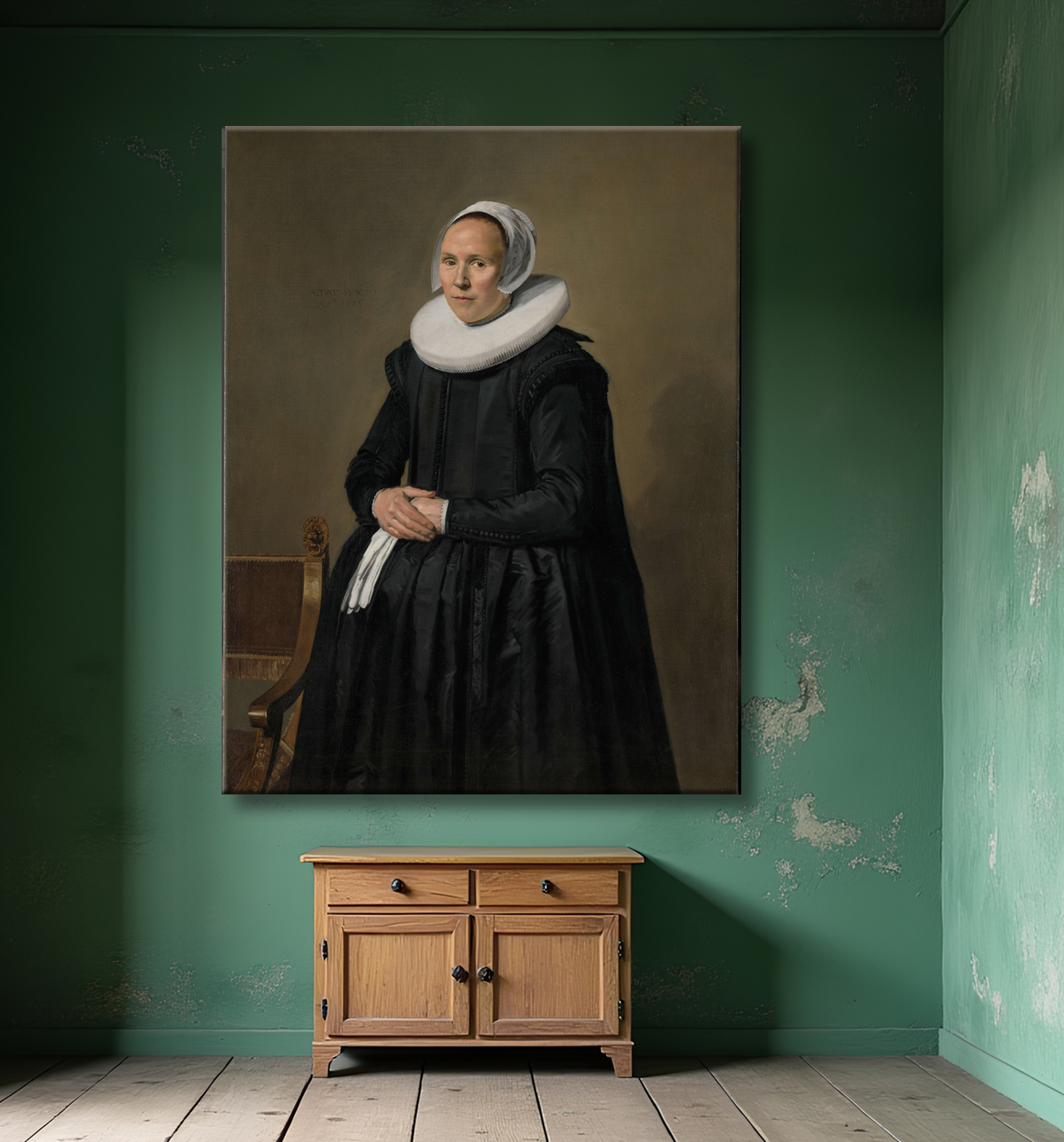 Reproduction Portrait de Feyntje van Steenkiste de Frans Hals avec decor