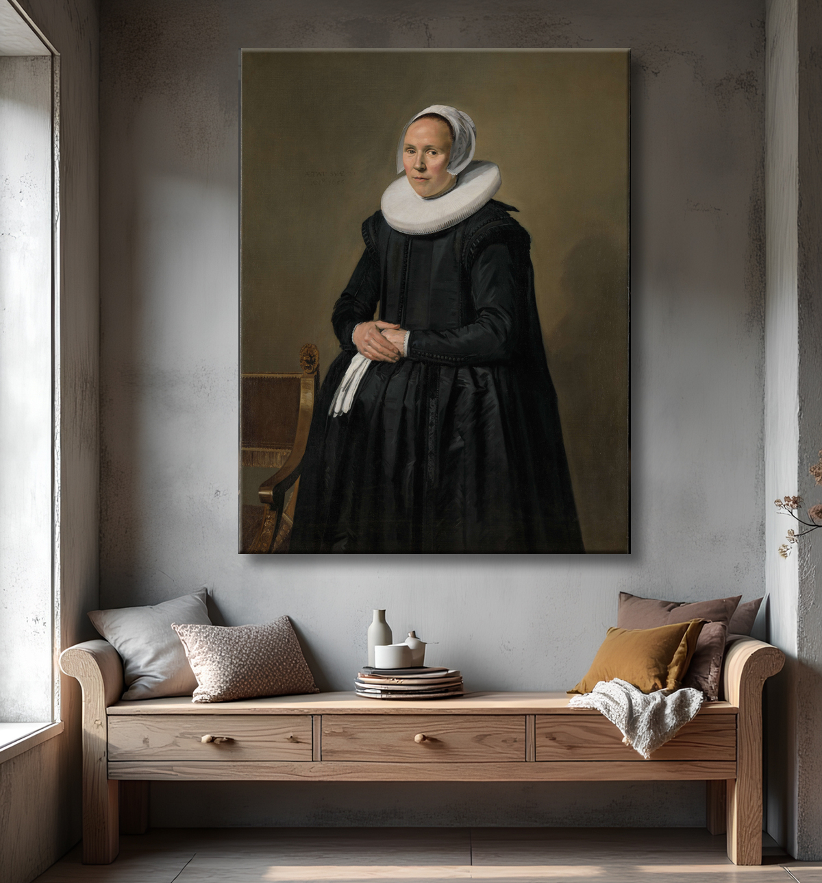 Reproduction Portrait de Feyntje van Steenkiste de Frans Hals avec decor