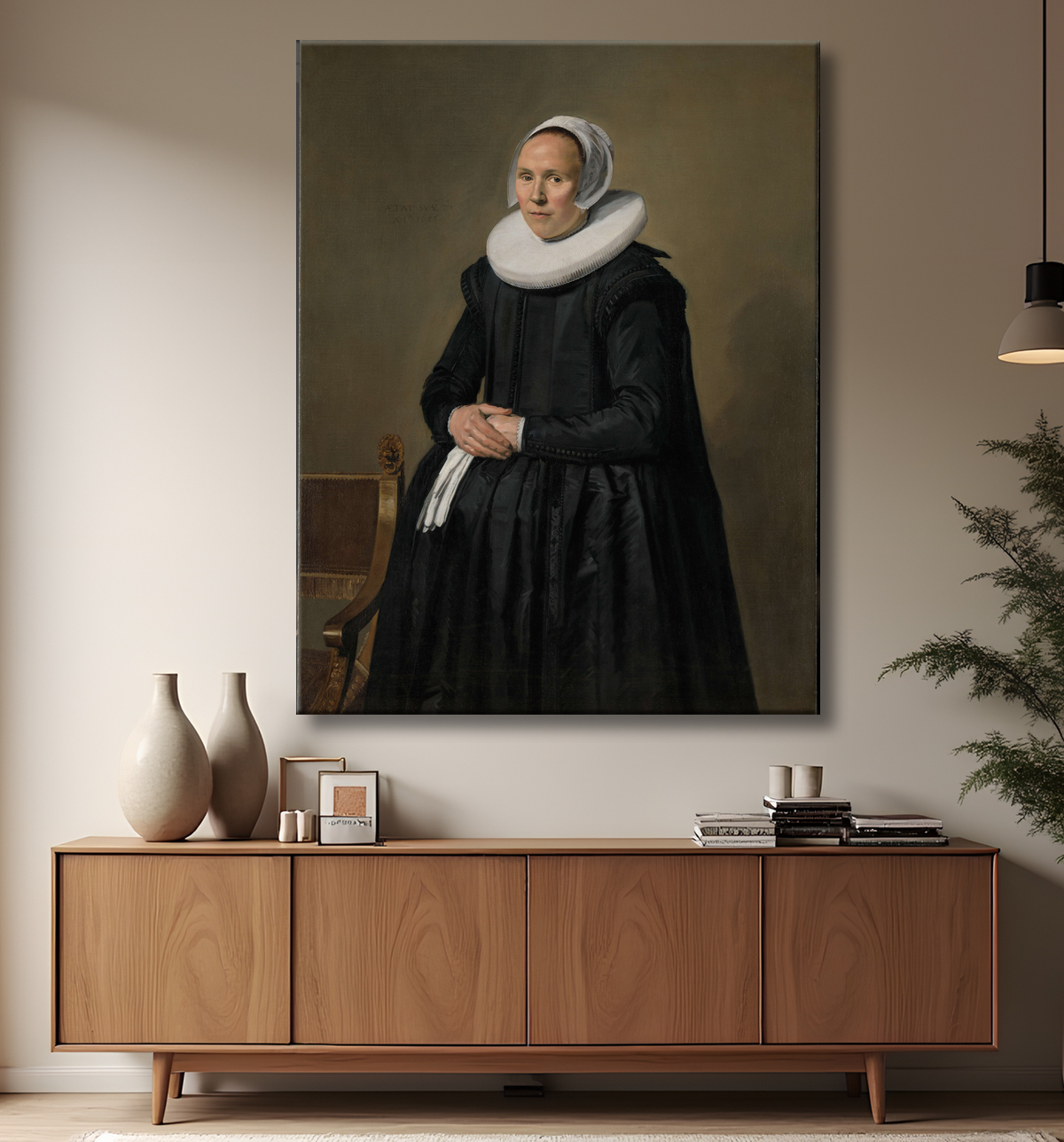Reproduction Portrait de Feyntje van Steenkiste de Frans Hals avec decor