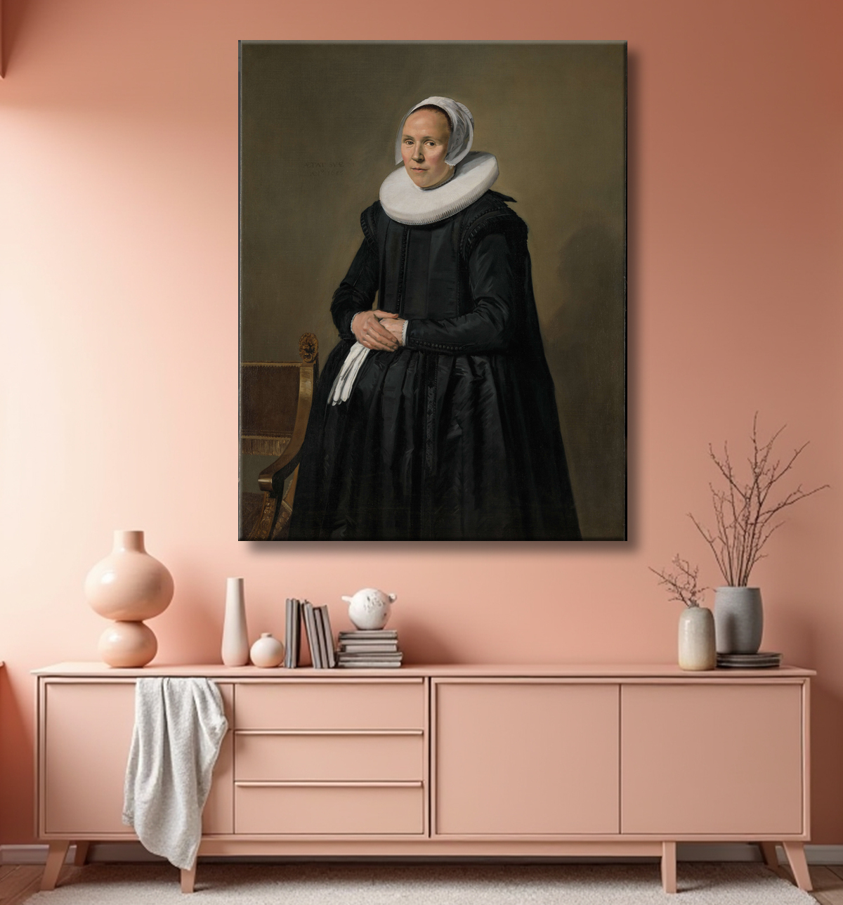Reproduction Portrait de Feyntje van Steenkiste de Frans Hals avec decor