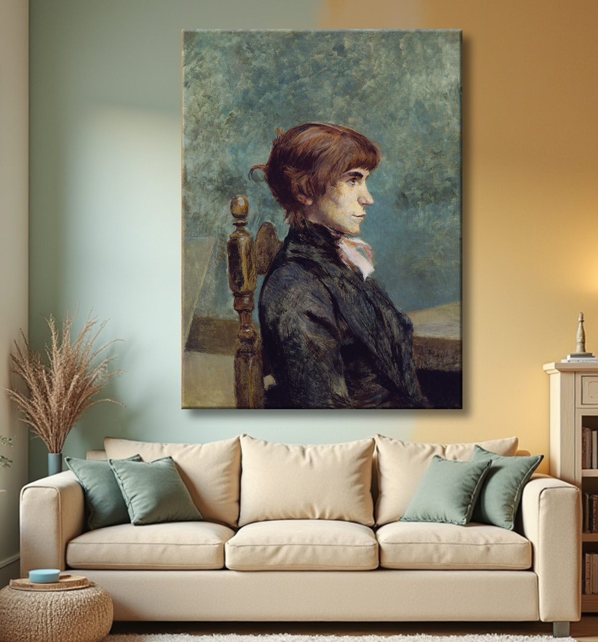 Reproduction Portrait de Jeanne Wenz de Henri de Toulouse-Lautrec avec decor