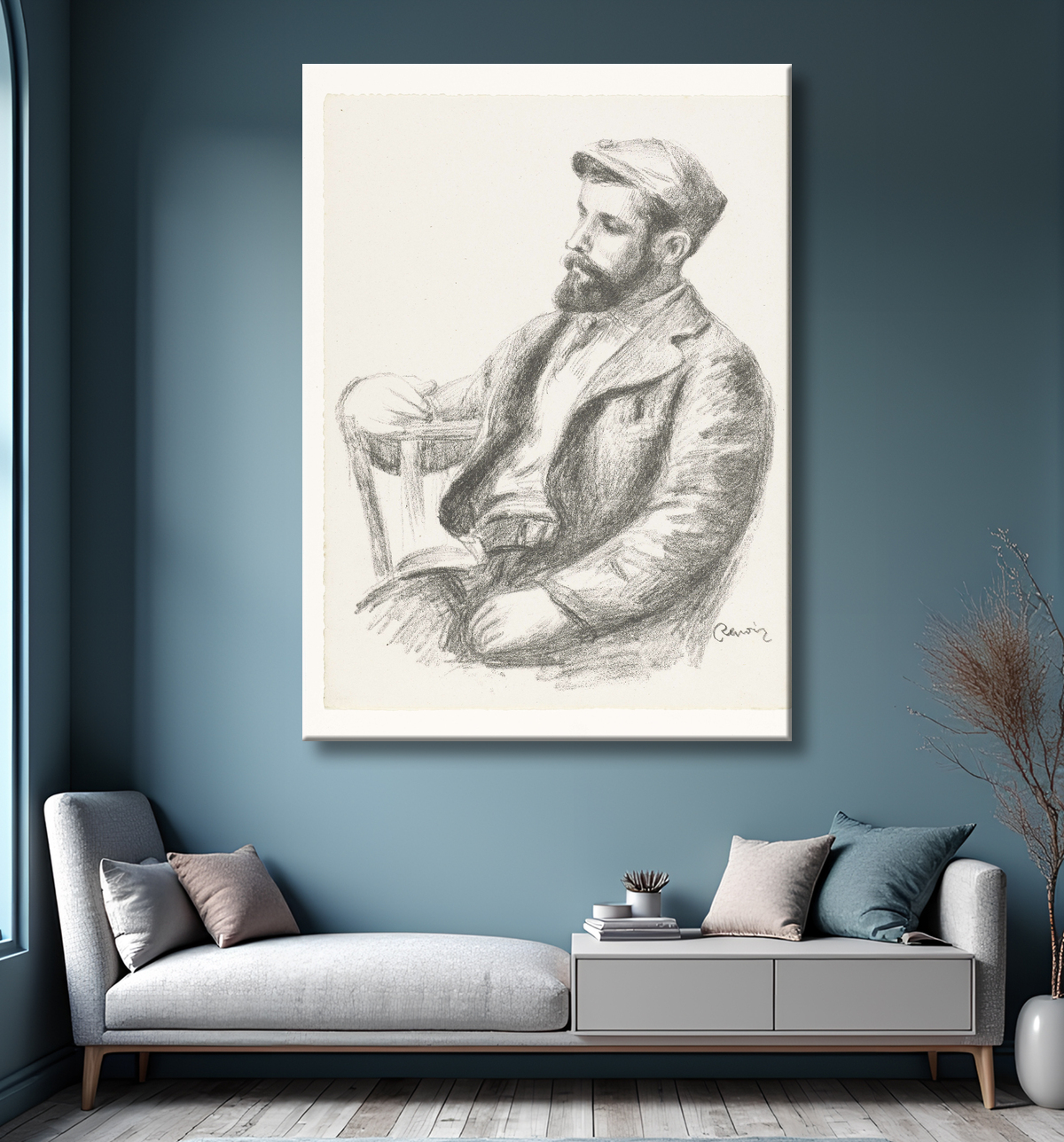 Reproduction Portrait de l'artiste Louis Valtat de Pierre Auguste Renoir avec decor