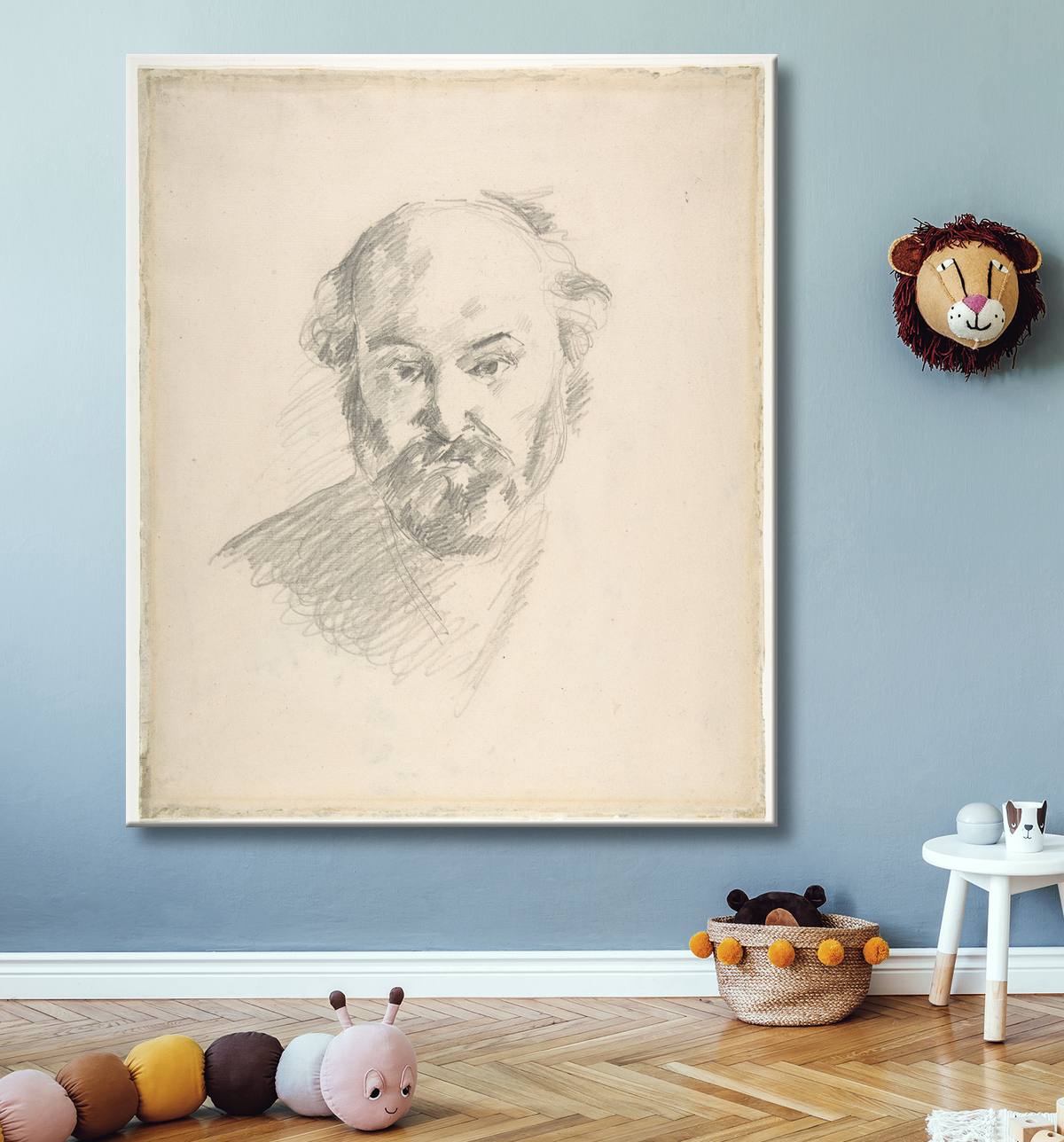 Reproduction Portrait de l'artiste (recto) ; Fragment d'une étude de paysage (verso) de Paul Cézanne avec decor