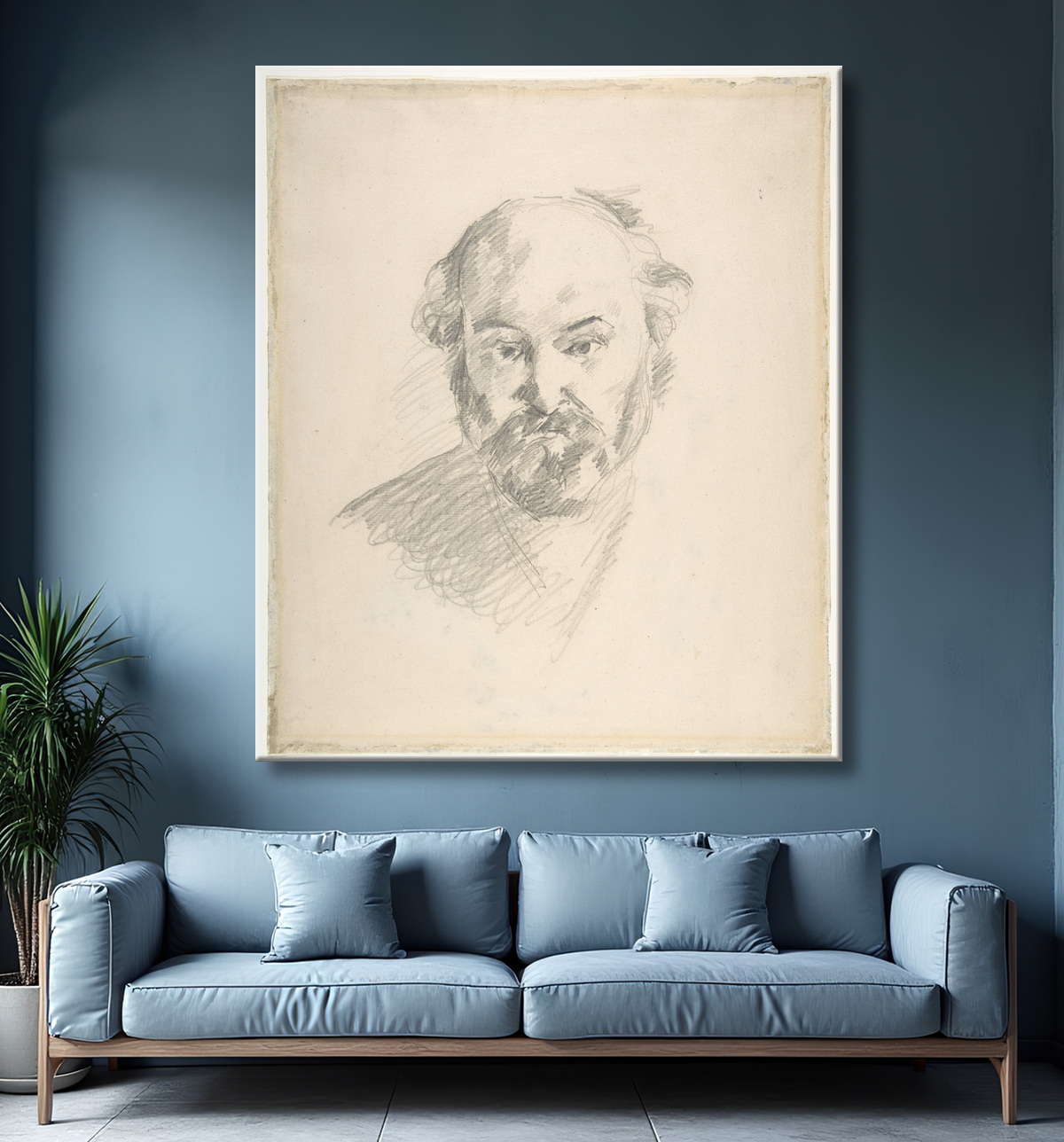 Reproduction Portrait de l'artiste (recto) ; Fragment d'une étude de paysage (verso) de Paul Cézanne avec decor
