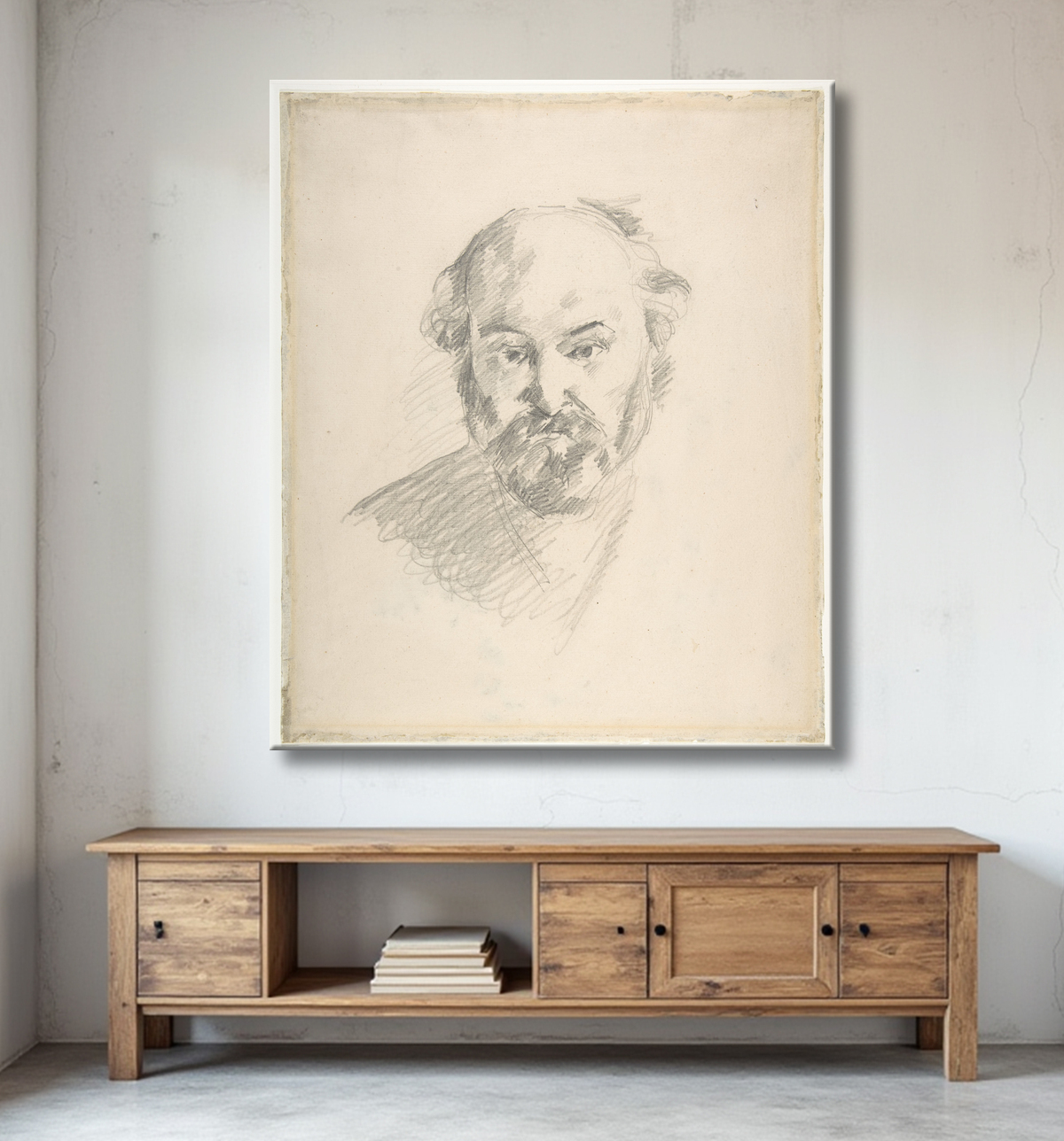 Reproduction Portrait de l'artiste (recto) ; Fragment d'une étude de paysage (verso) de Paul Cézanne avec decor