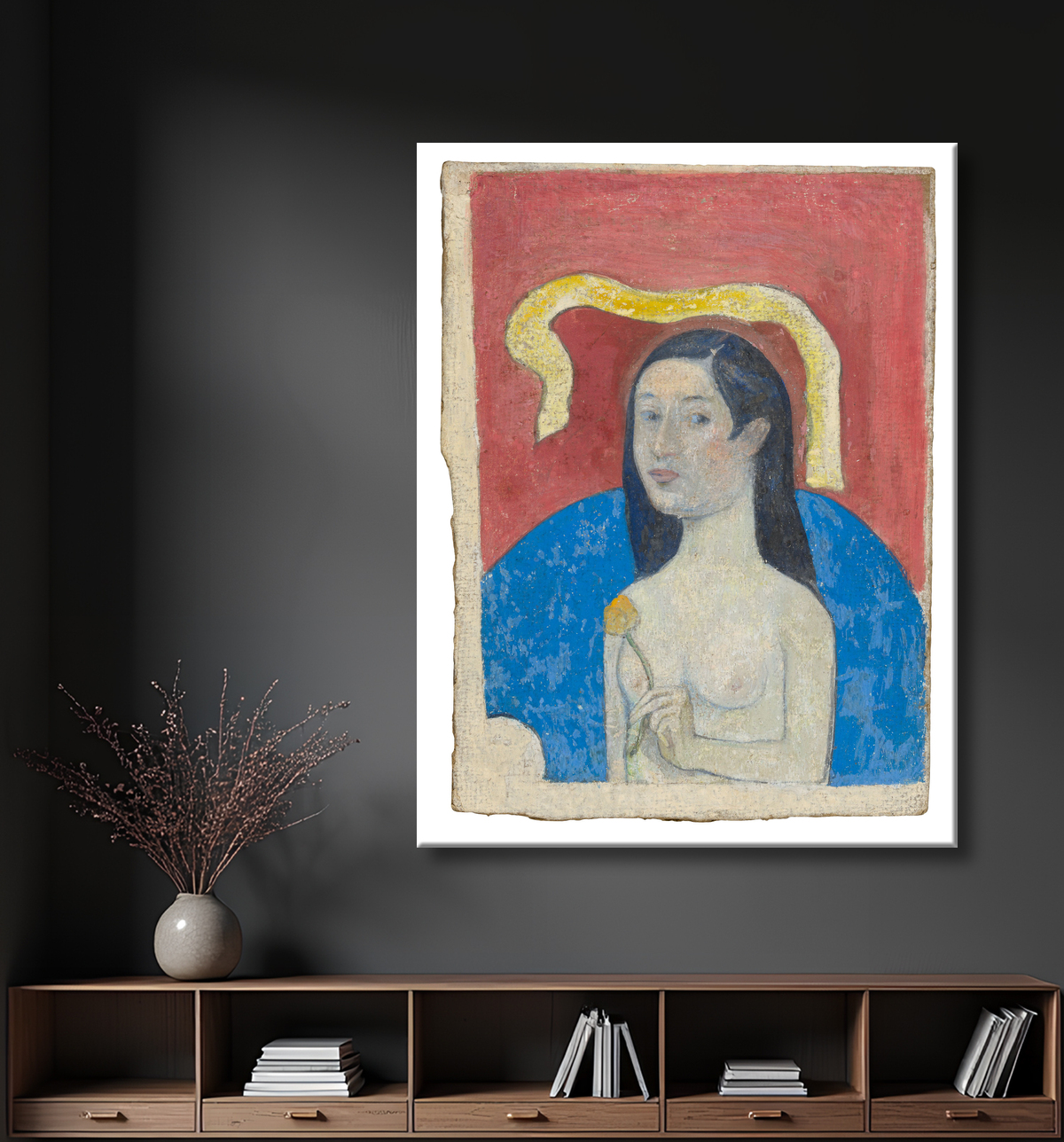 Reproduction Portrait de la mère de l'artiste (Eve) de Paul Gauguin avec decor