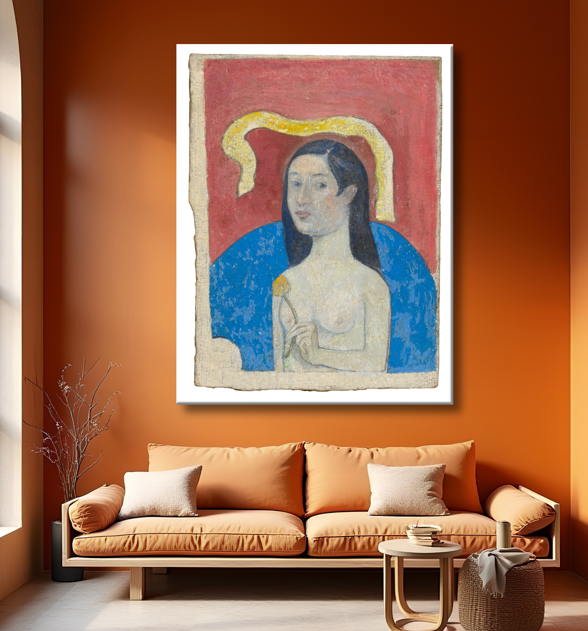 Reproduction Portrait de la mère de l'artiste (Eve) de Paul Gauguin avec decor