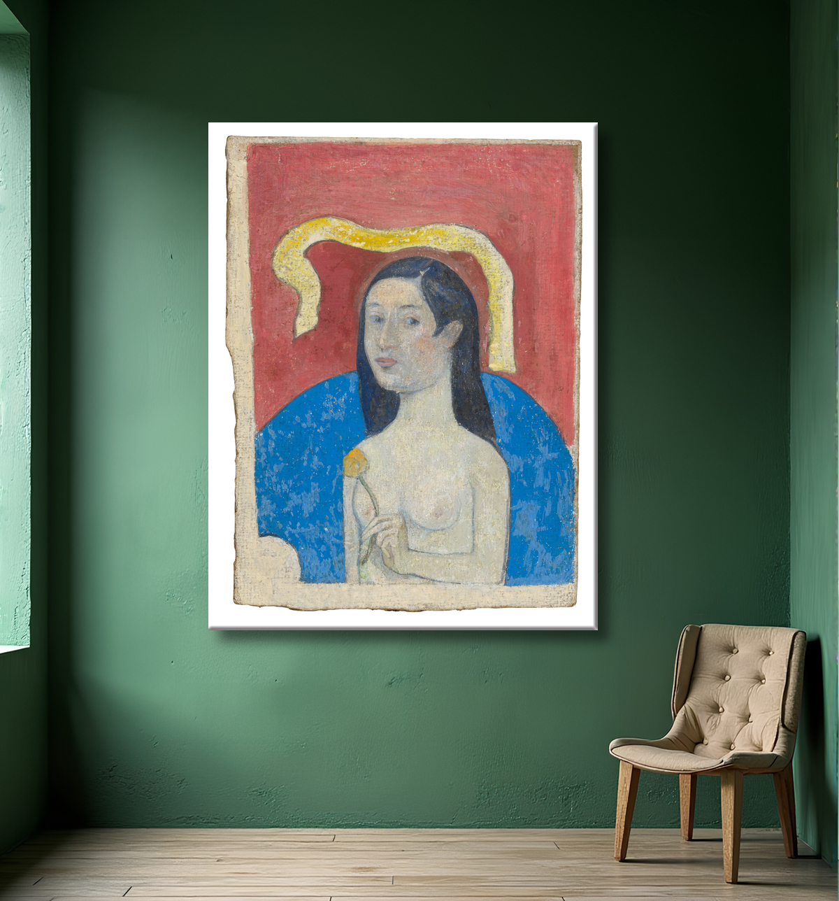 Reproduction Portrait de la mère de l'artiste (Eve) de Paul Gauguin avec decor