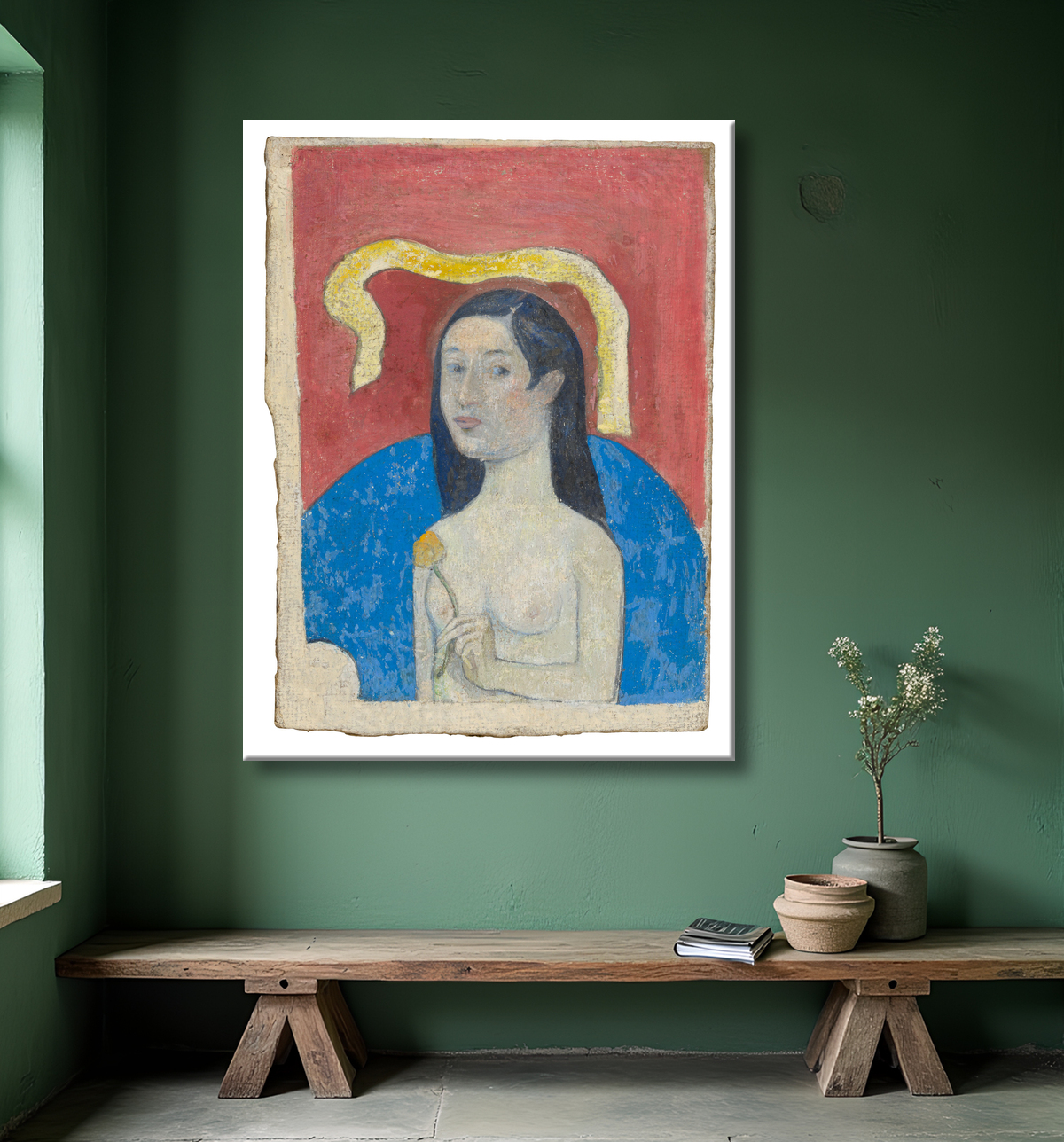 Reproduction Portrait de la mère de l'artiste (Eve) de Paul Gauguin avec decor